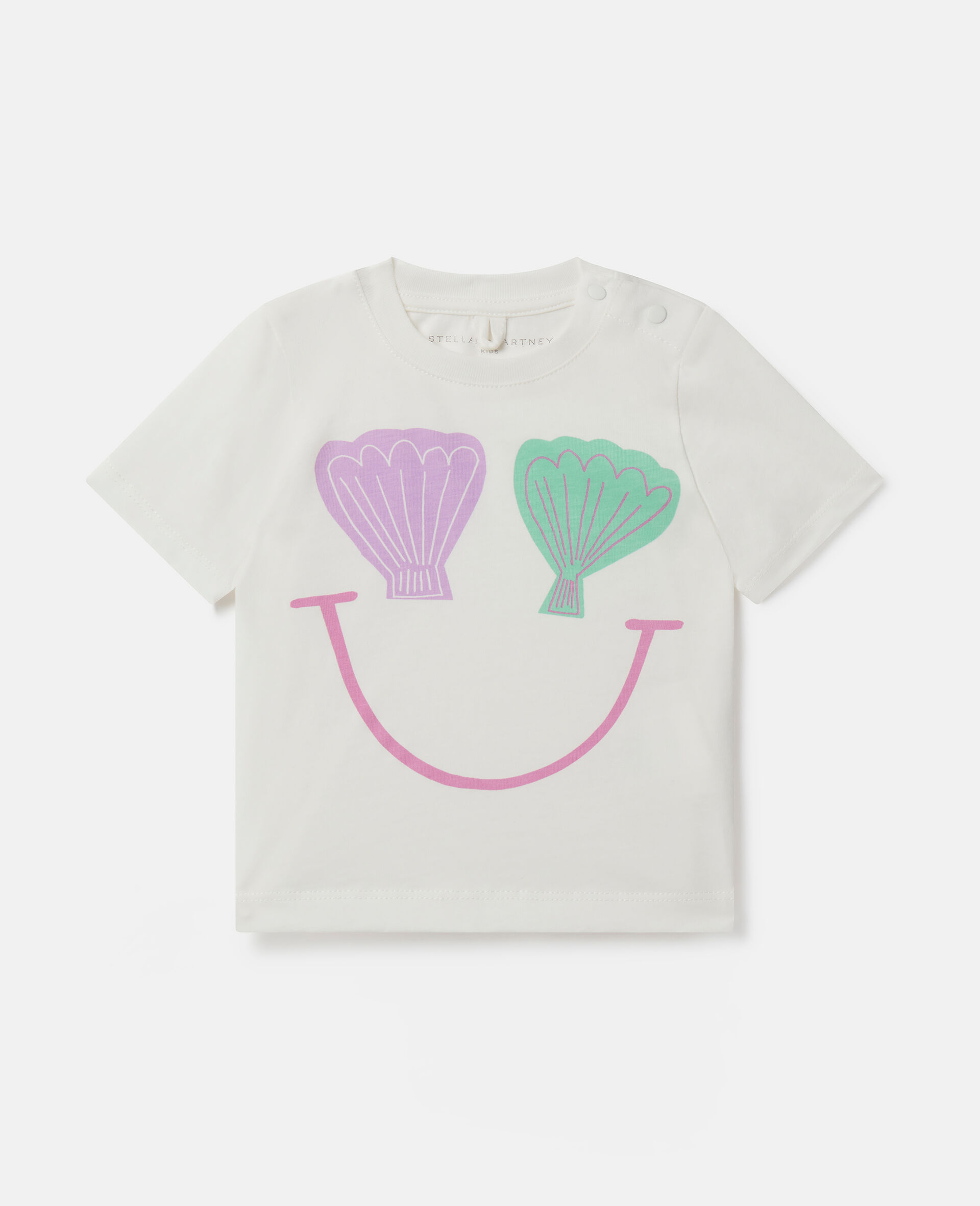 T-shirt con sorriso e conchiglia-Cream-large image number 0