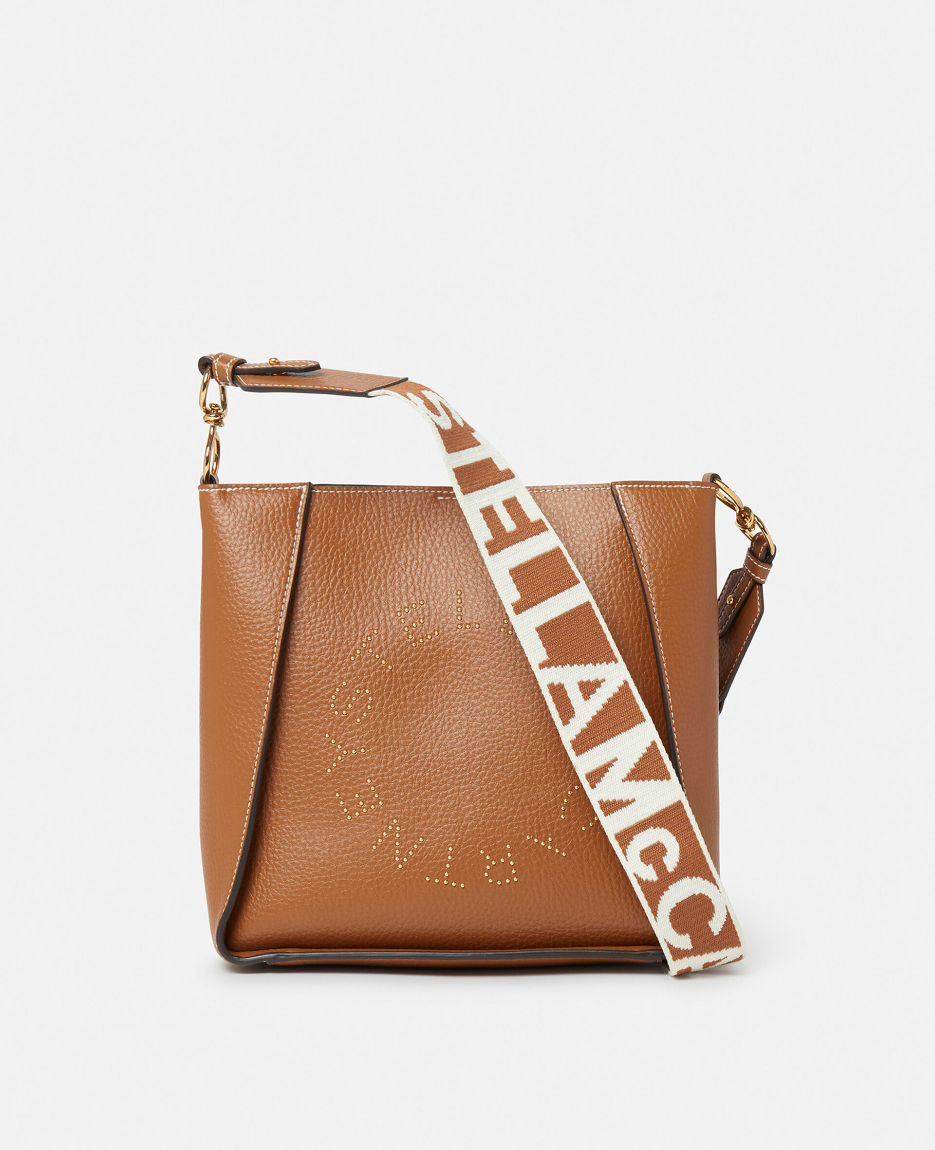 Logo Square Crossbody Bag-Brown-model