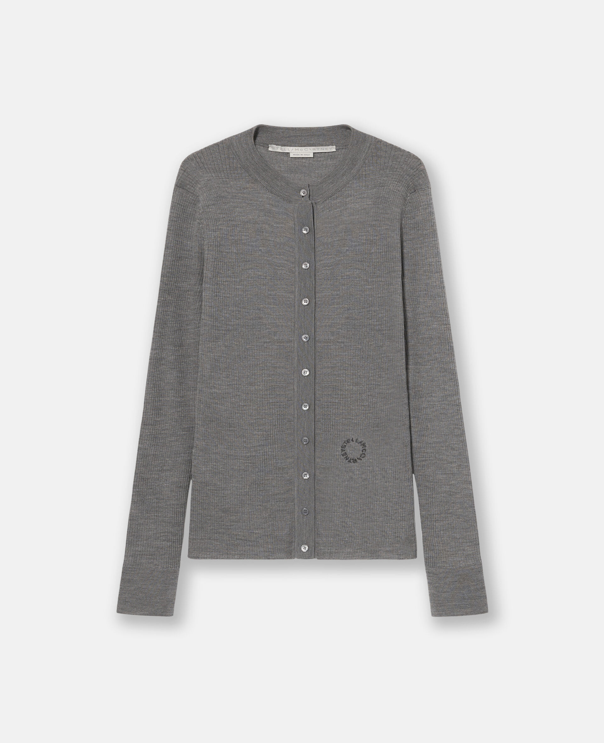 Crewneck Long-Sleeve Cardigan-Grey-large image number 0