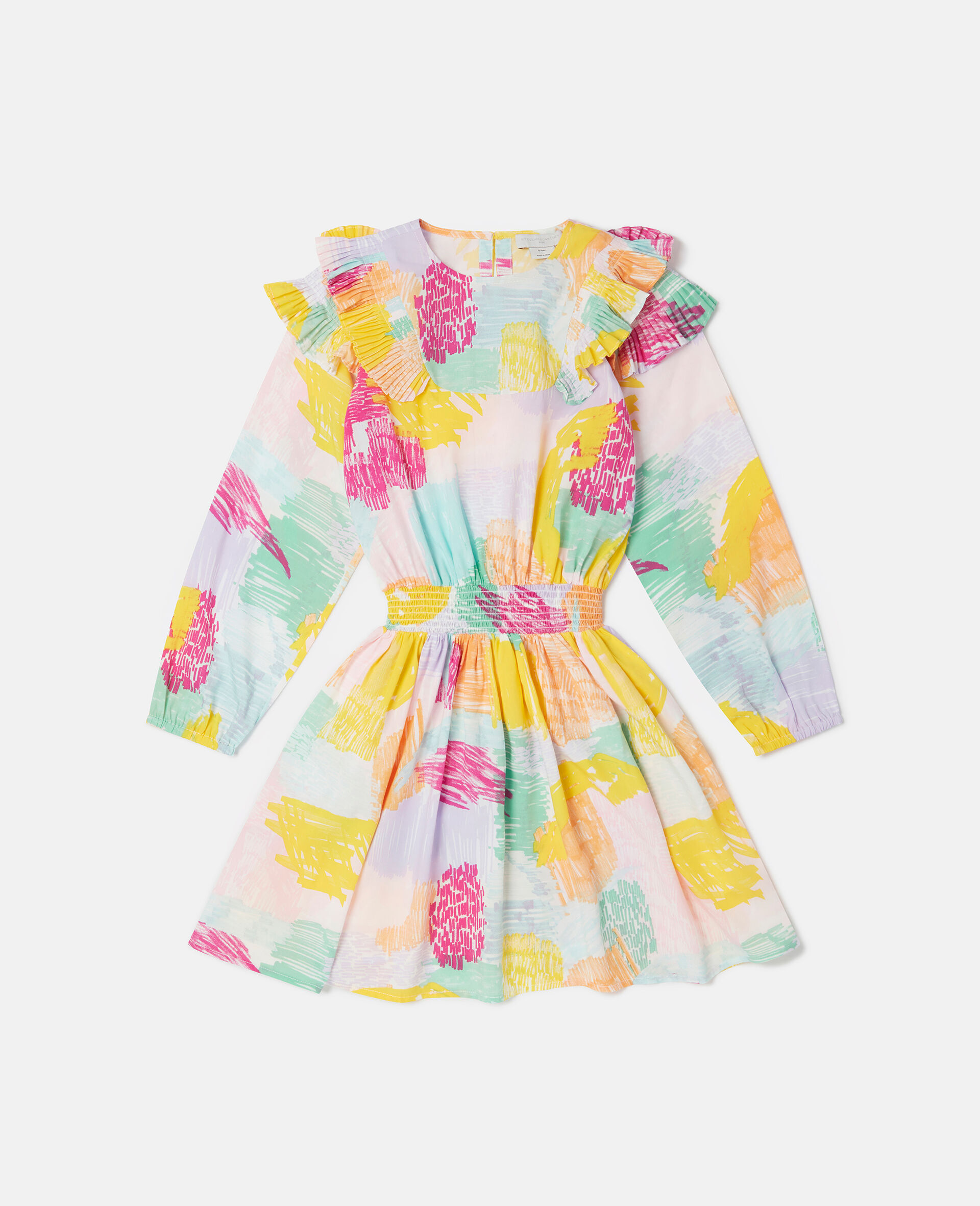 Abstract Doodle Print Ruffle Skater Dress-Multicolour-large image number 0