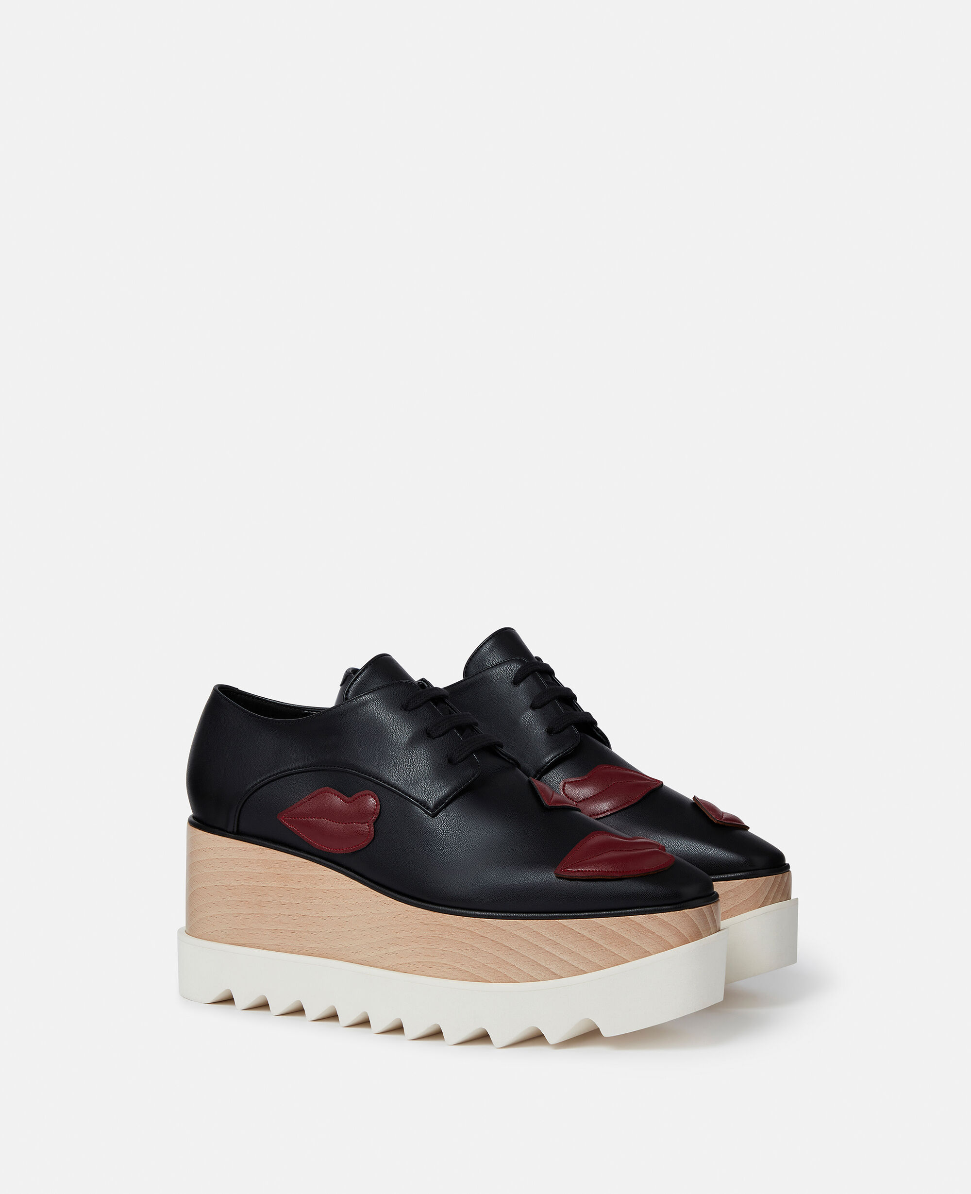Women Black Elyse Lip Appliqué Platform Shoes | Stella