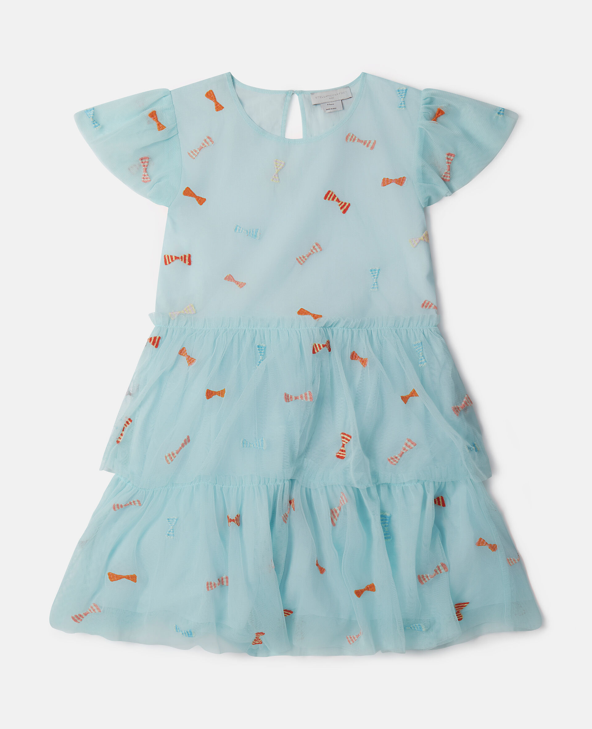 Striped Bow Print Occasion Dress-Blue-model