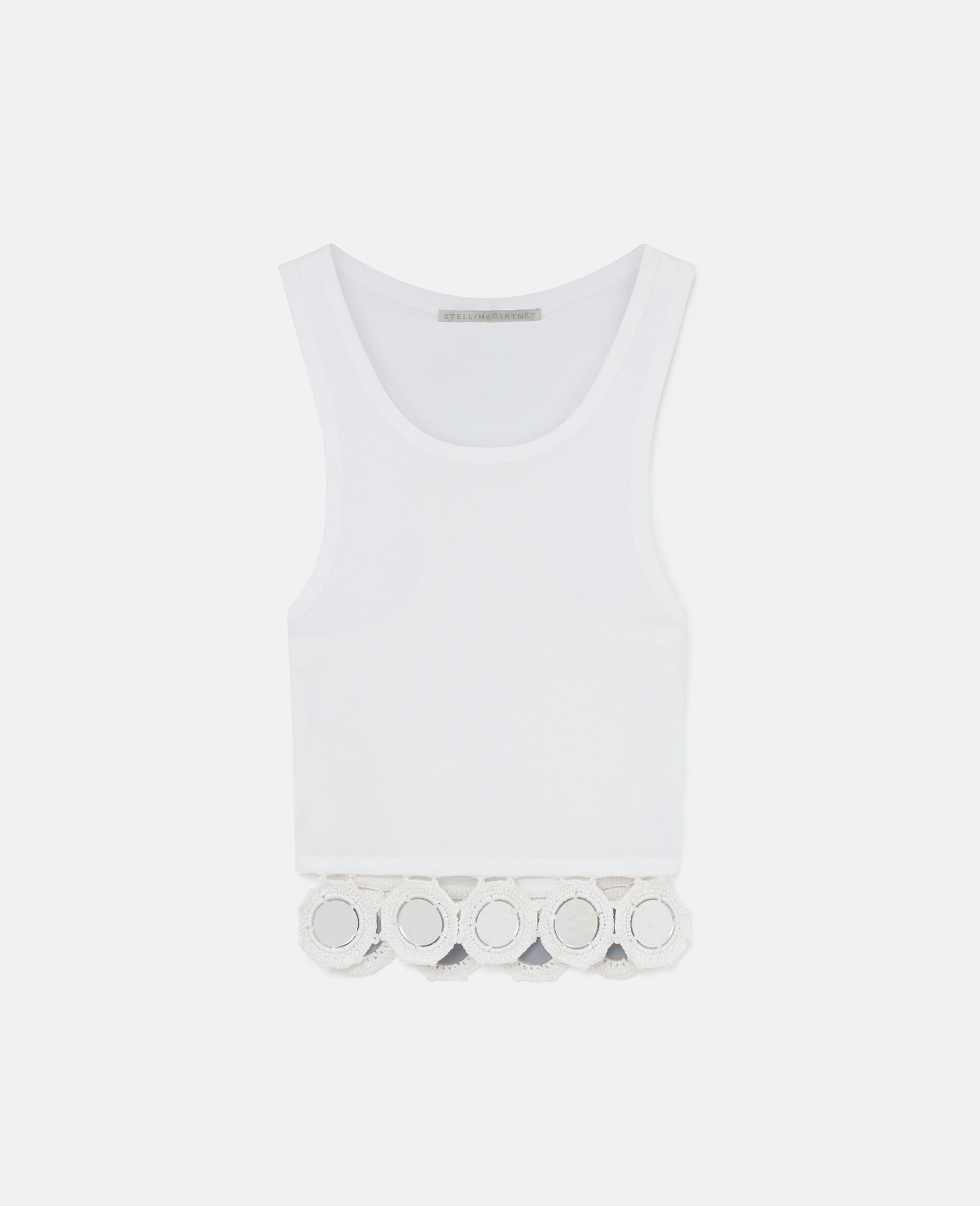 Mirror Crochet Tank Top-White-large image number 0