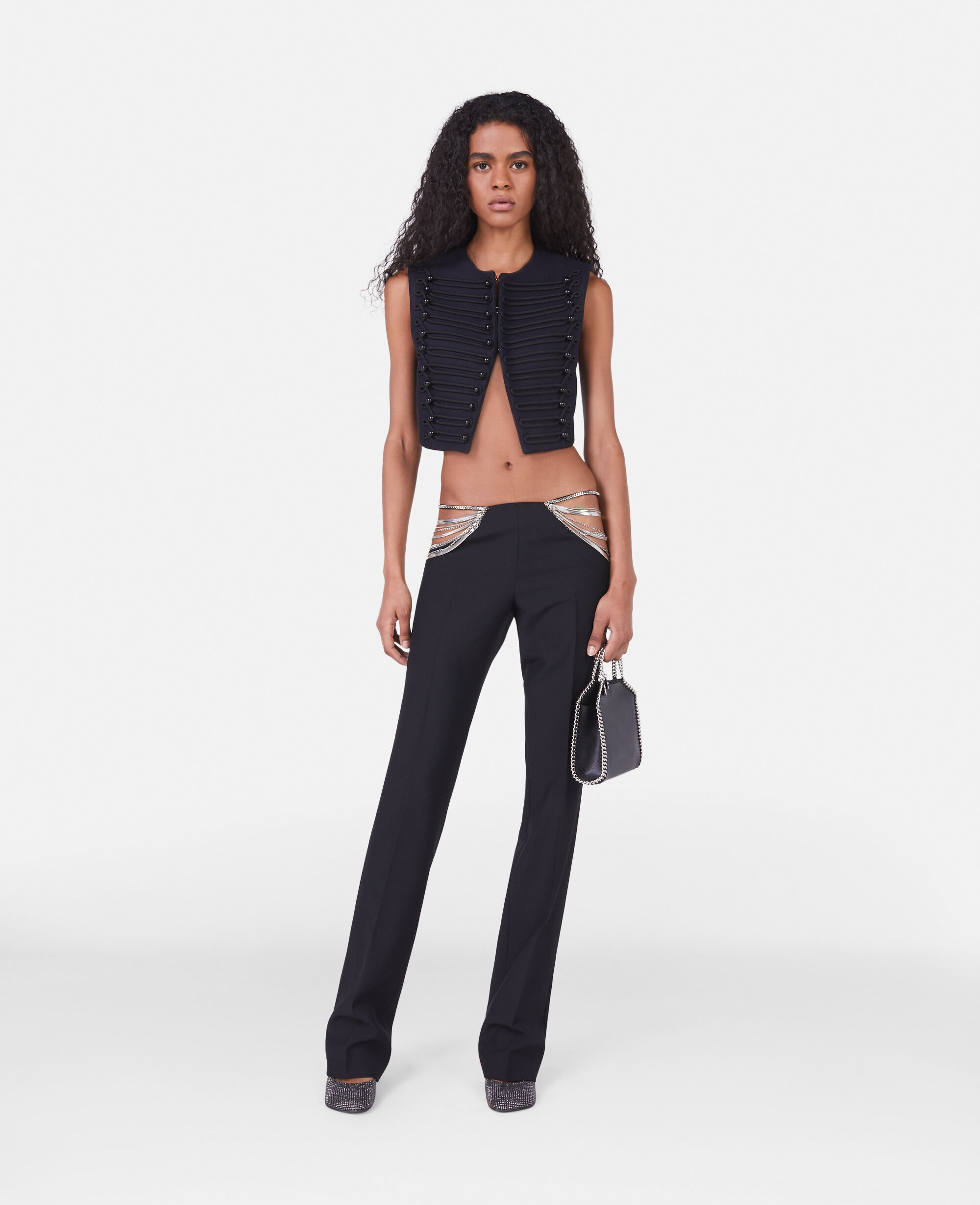 Black Slouchy Velvet Trousers With Chain | TALLY WEiJL Netherlands