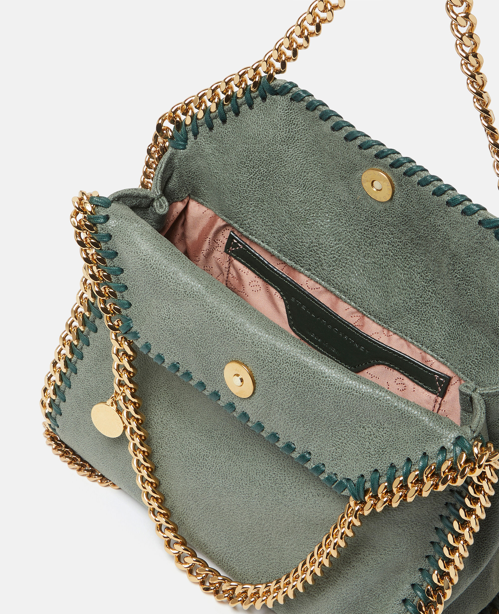 Women Stone green Falabella Mini Tote Bag | Stella McCartney US