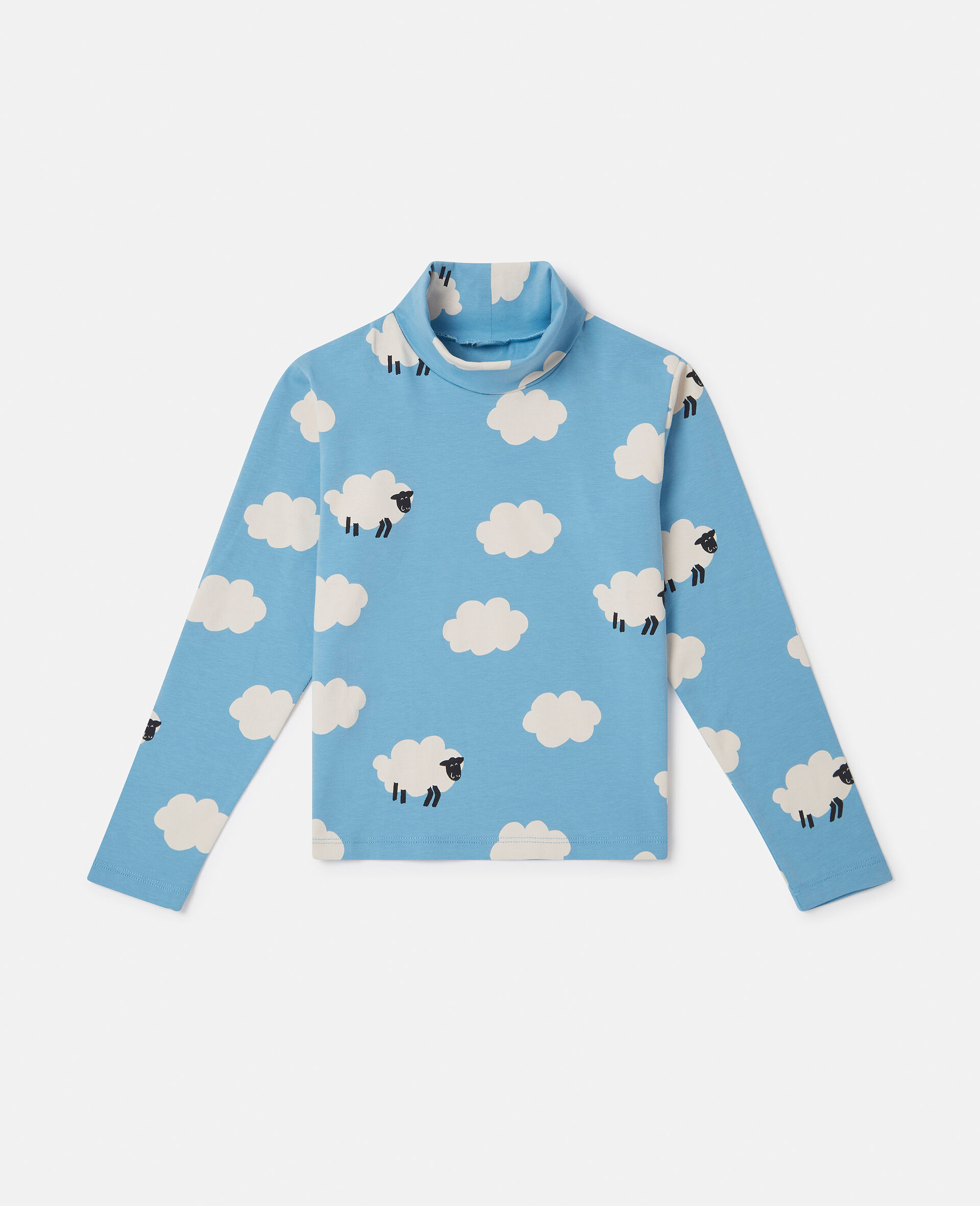 Sheep Pattern Turtleneck Top -Blue-large image number 0