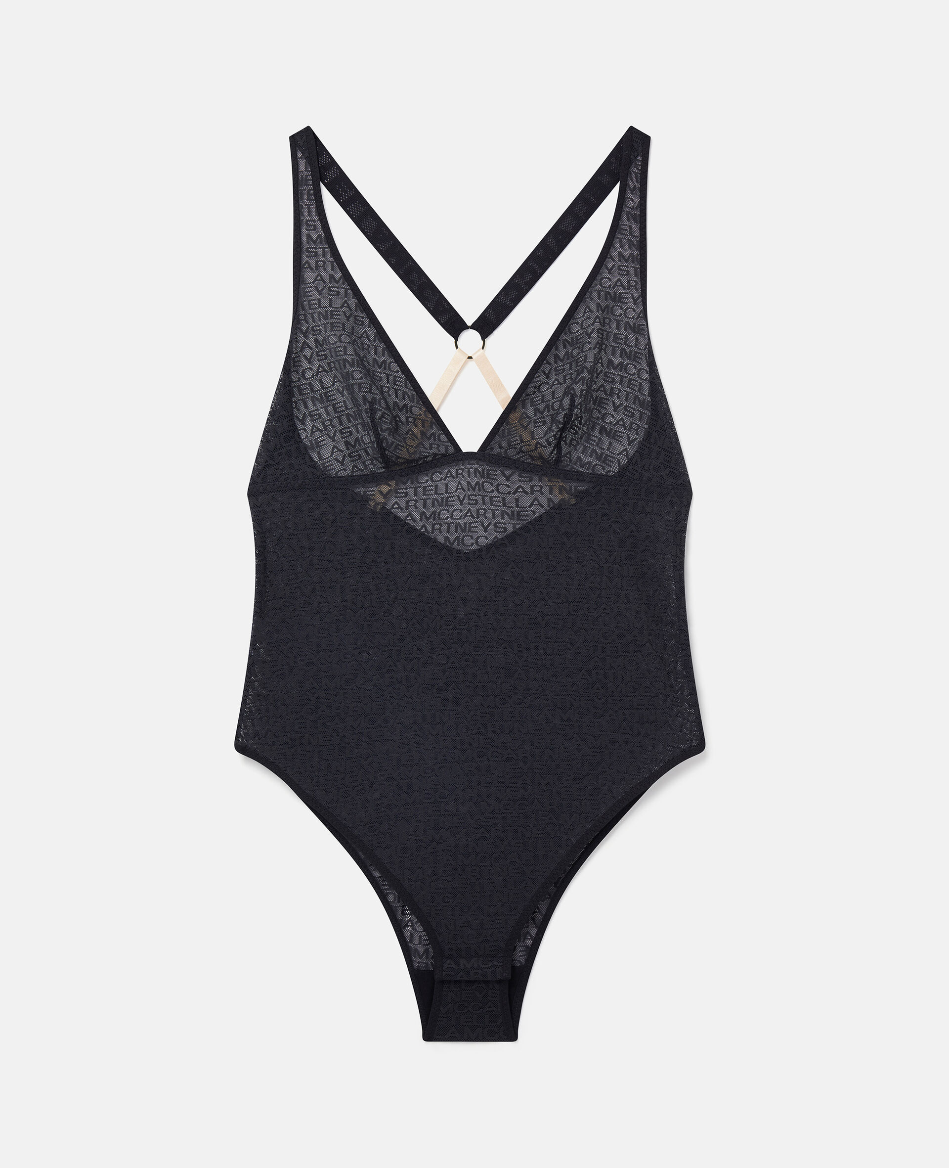 Monogram Mesh Bodysuit-Black-large image number 0