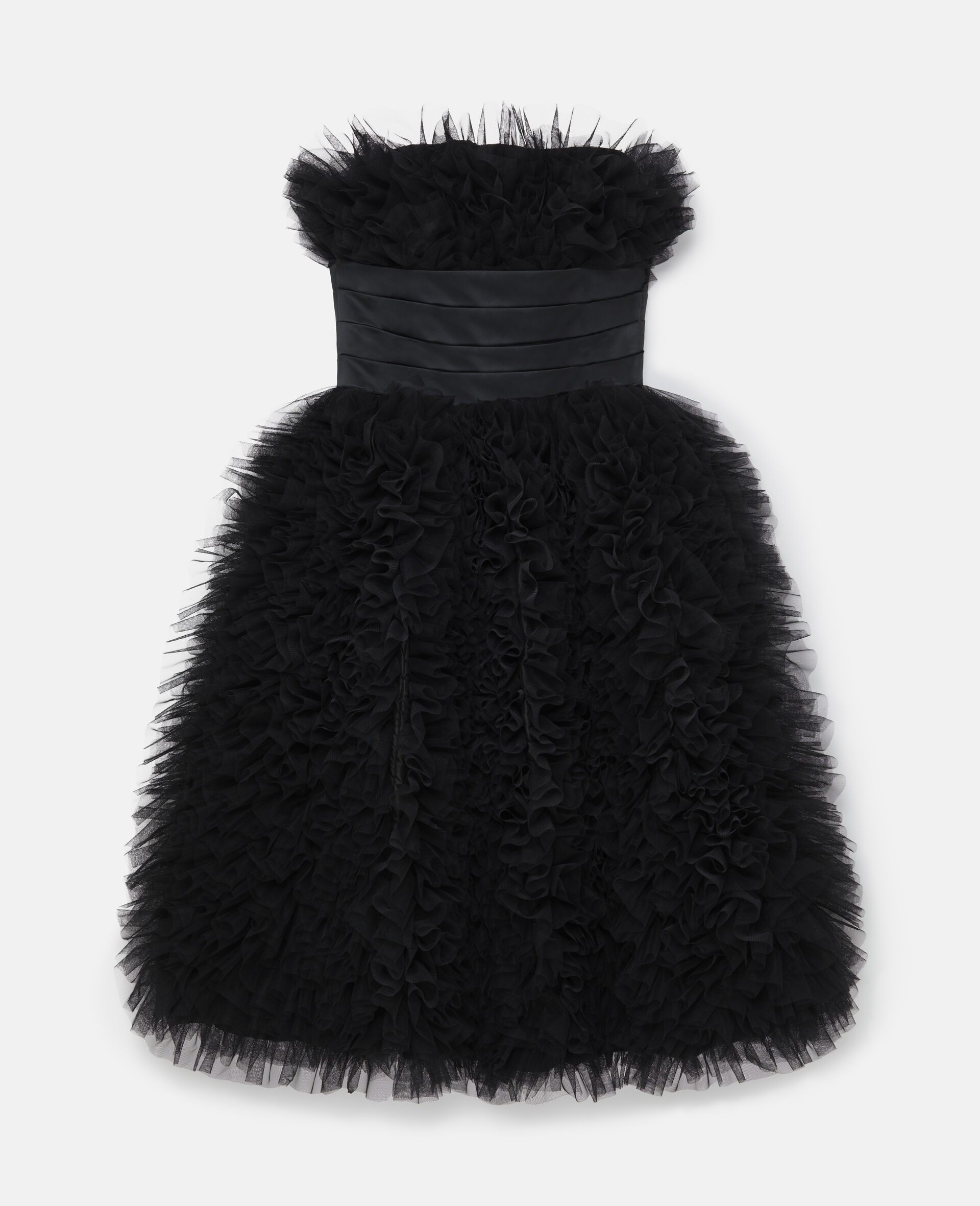 Paneled Waist Taffeta Midi Dress-Black-large image number 0
