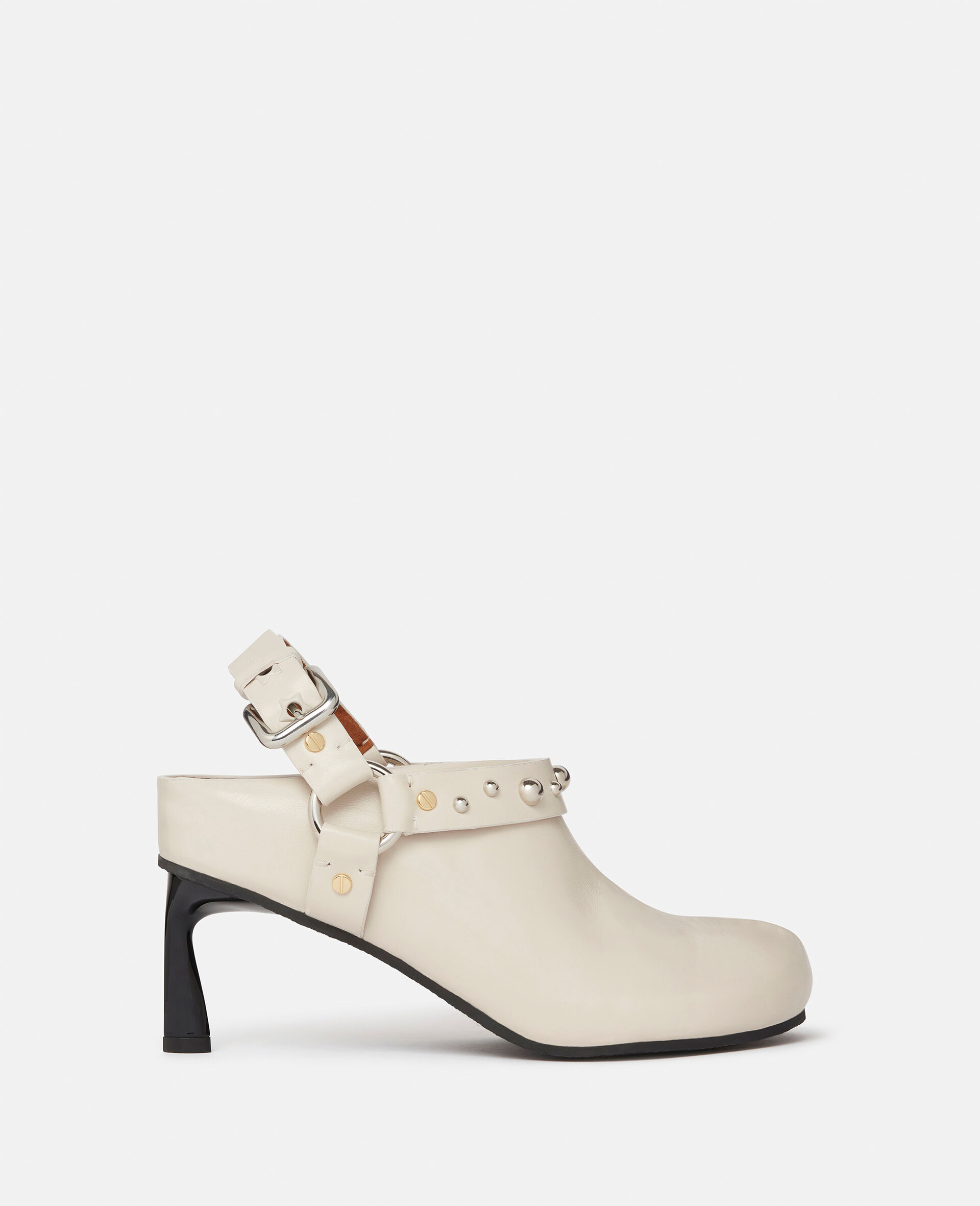 Elyse Studded Heeled Clogs -White-large image number 0