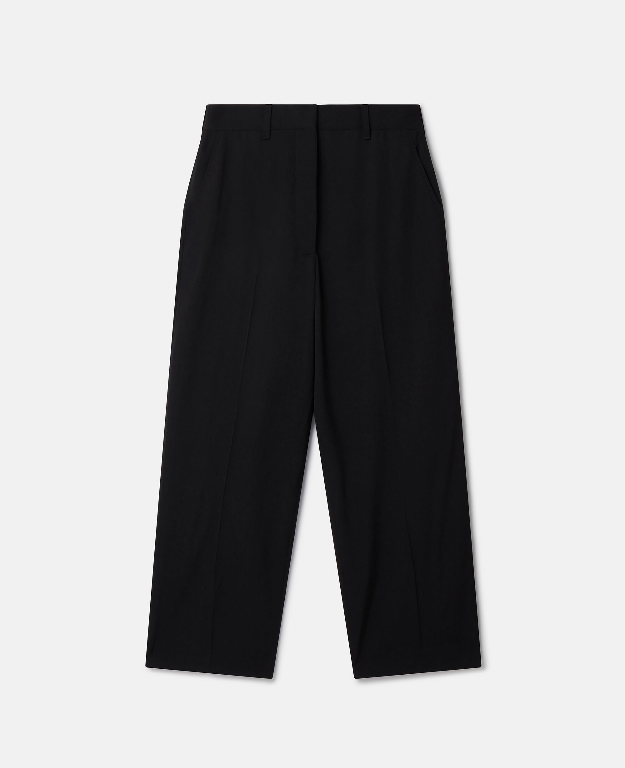 Cropped pleated wool pants