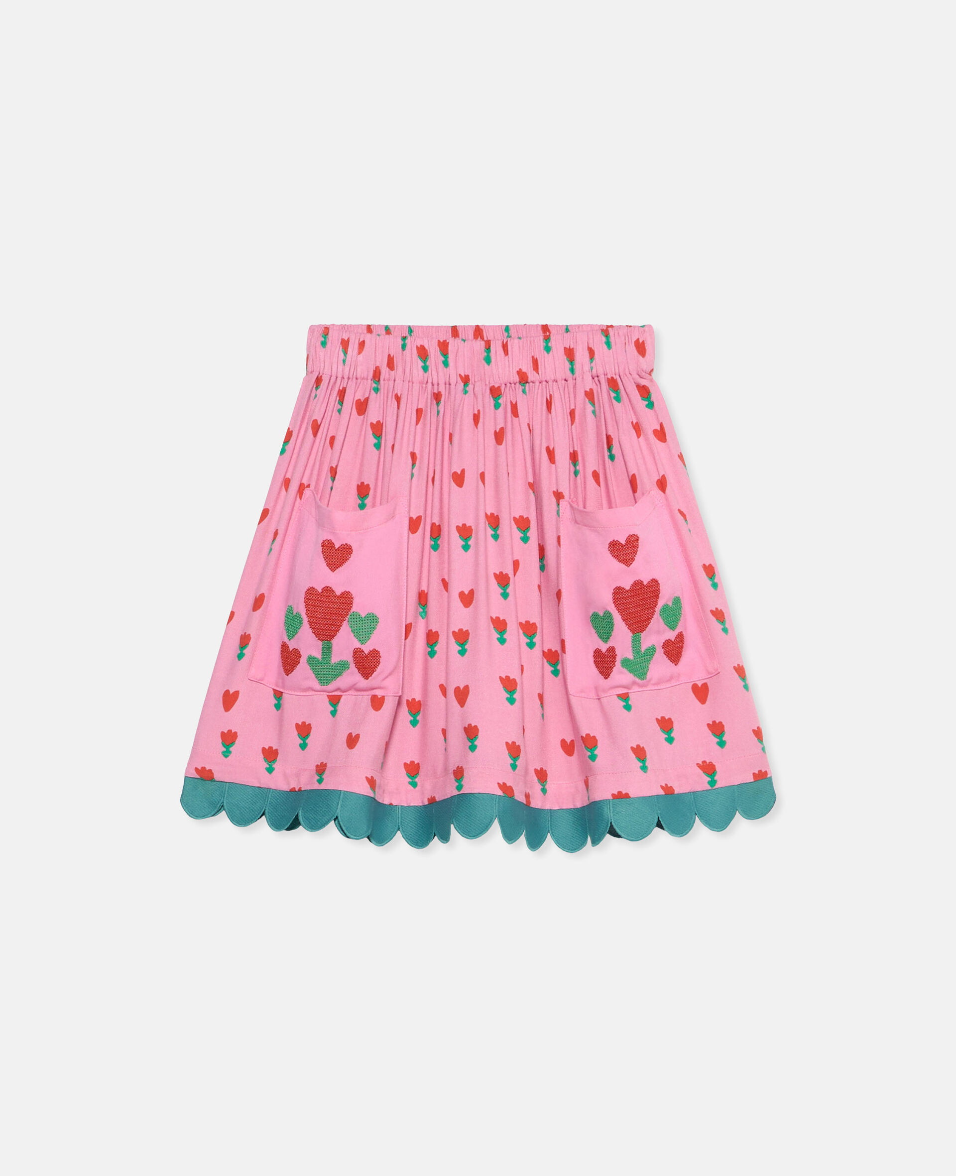 Tulip Print Skater Skirt-Pink-large image number 0