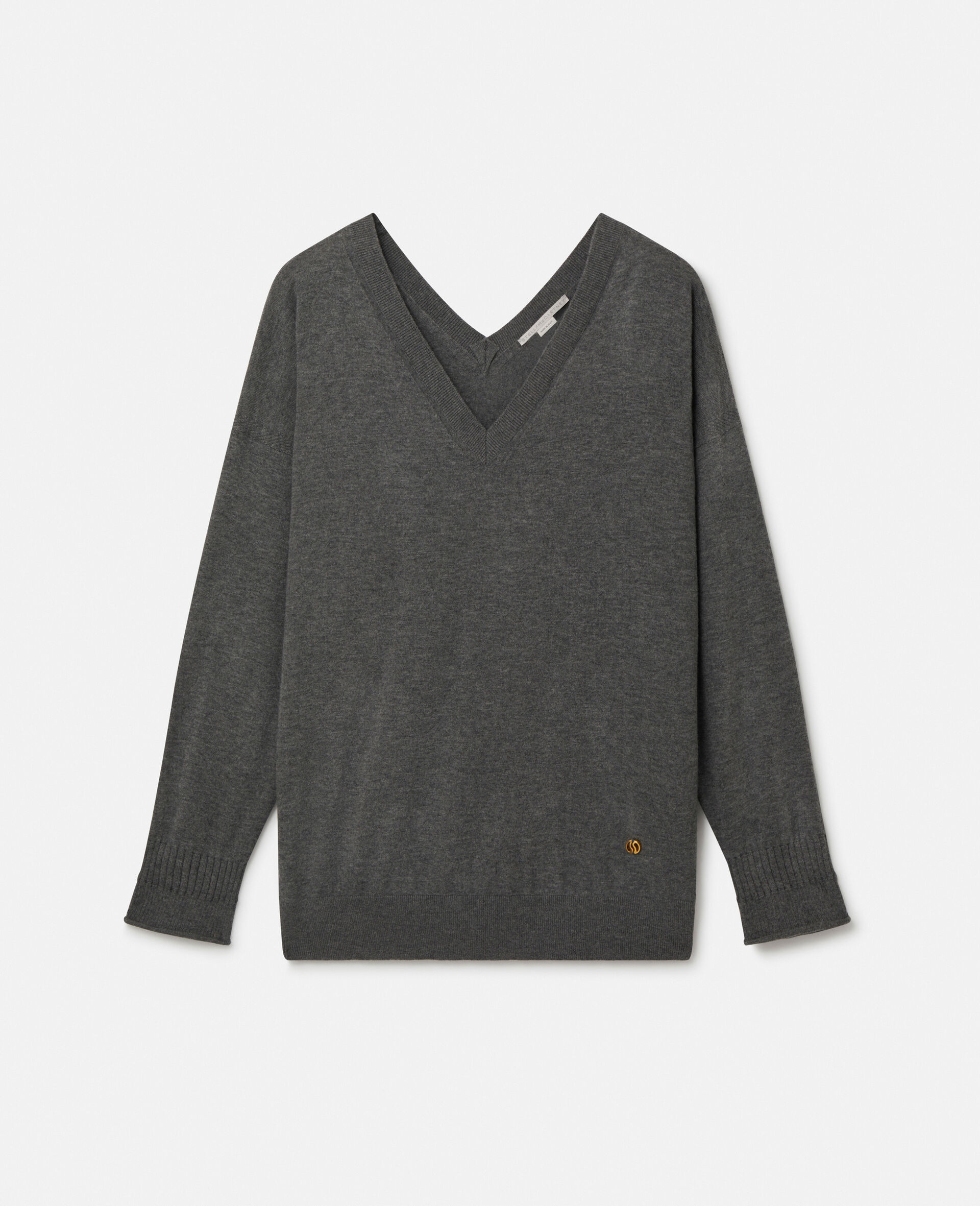 V-Neck Long Sleeved Sweater-Grey-large image number 0
