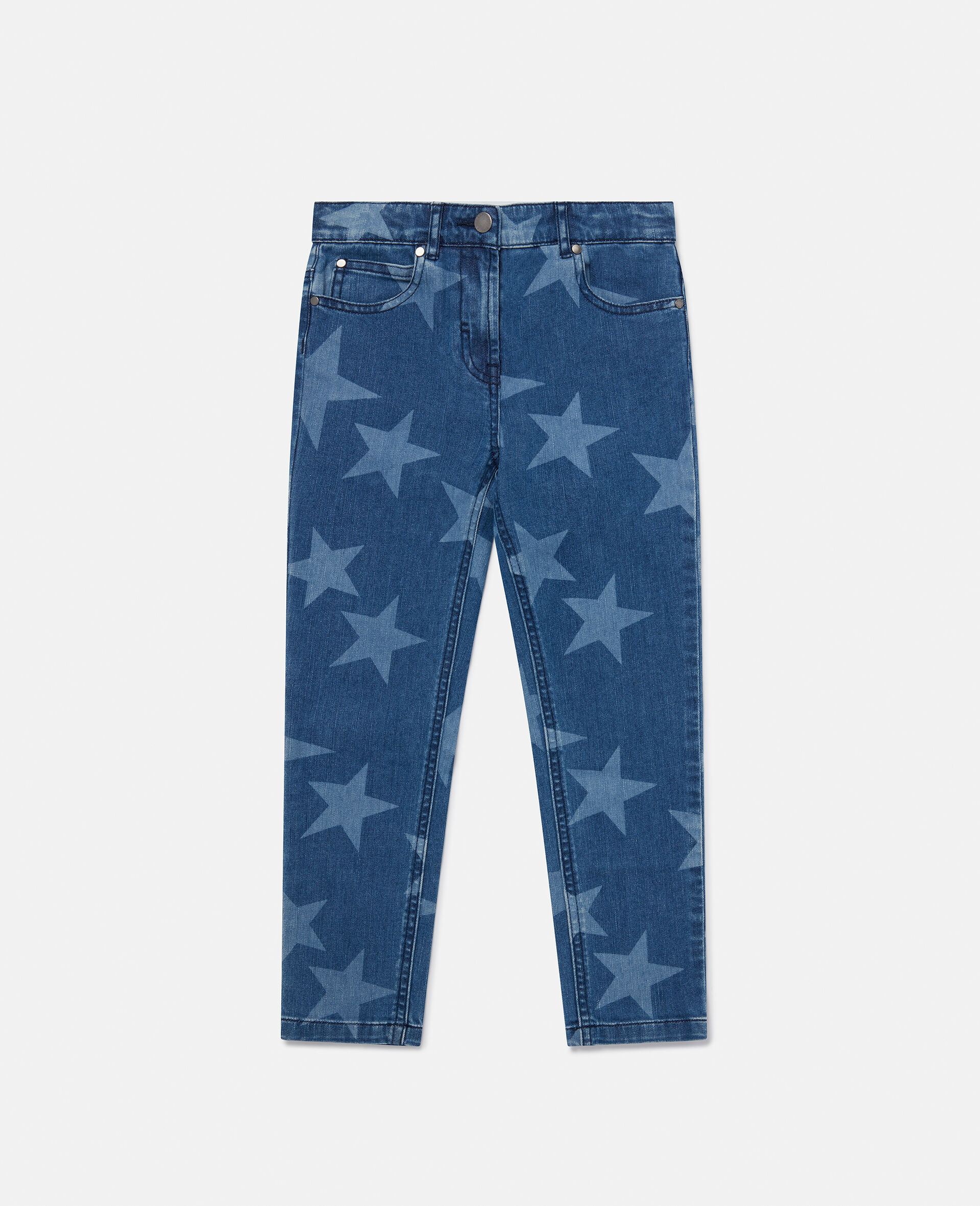 Star Print Skinny Jeans-Blue-model