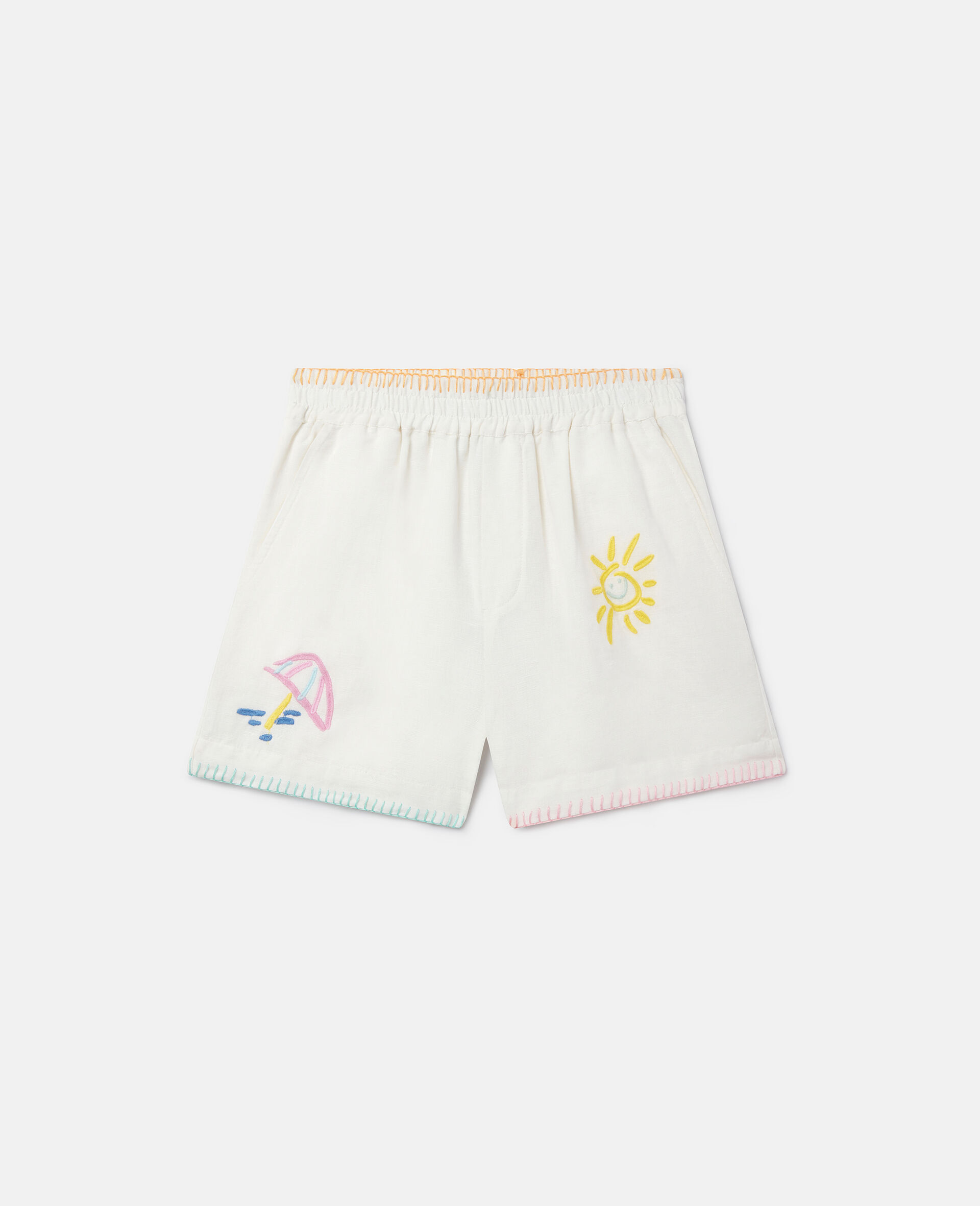 Summer Doodles Embroidery Shorts-Cream-large image number 0