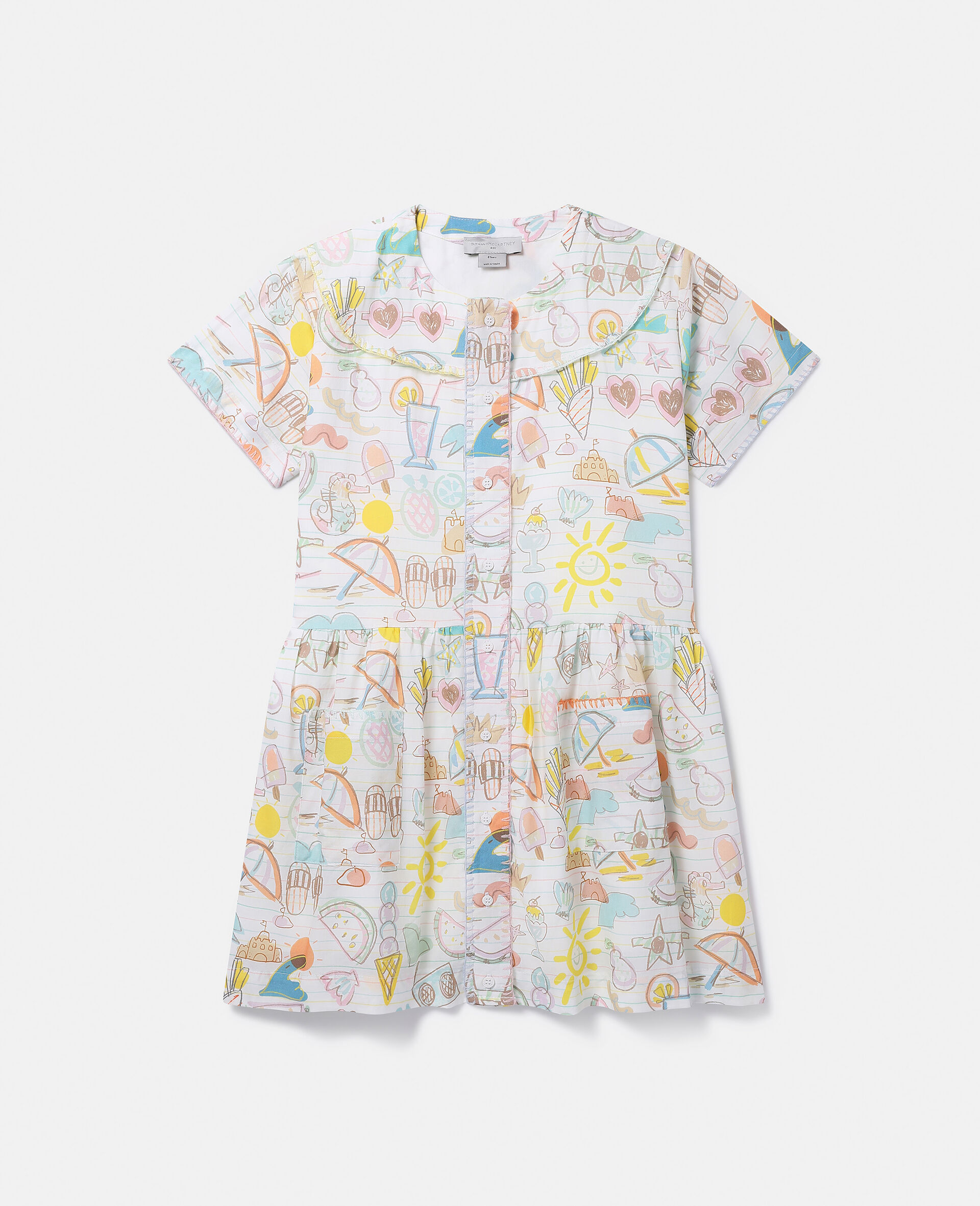 Summer Doodles Print Shirt Dress-Multicolour-large image number 0