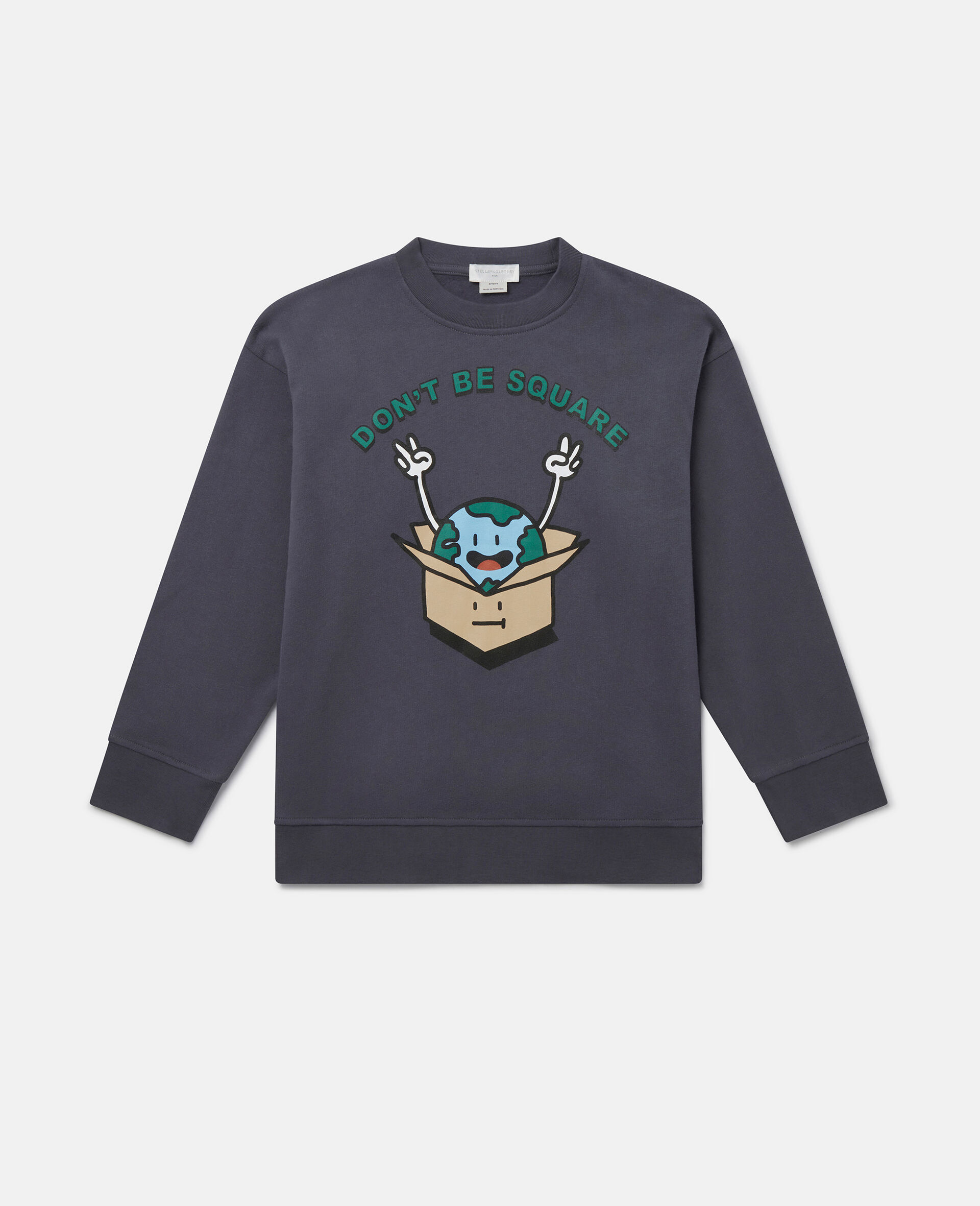 Sweatshirt mit „Don't Be Square“-Aufschrift-Blau-large image number 0