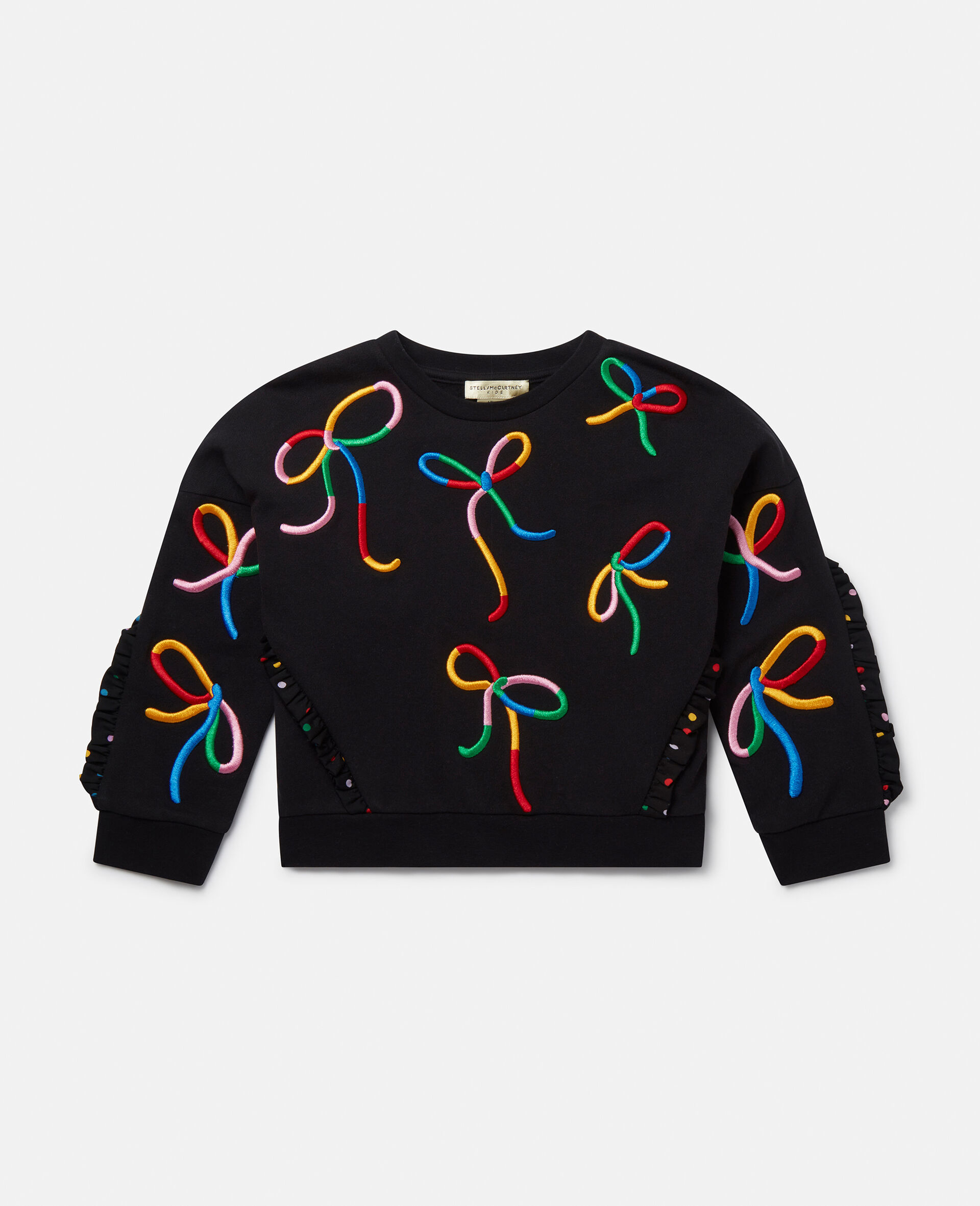 Ribbon Print Frilled Sweatshirt-Multicolour-large image number 0