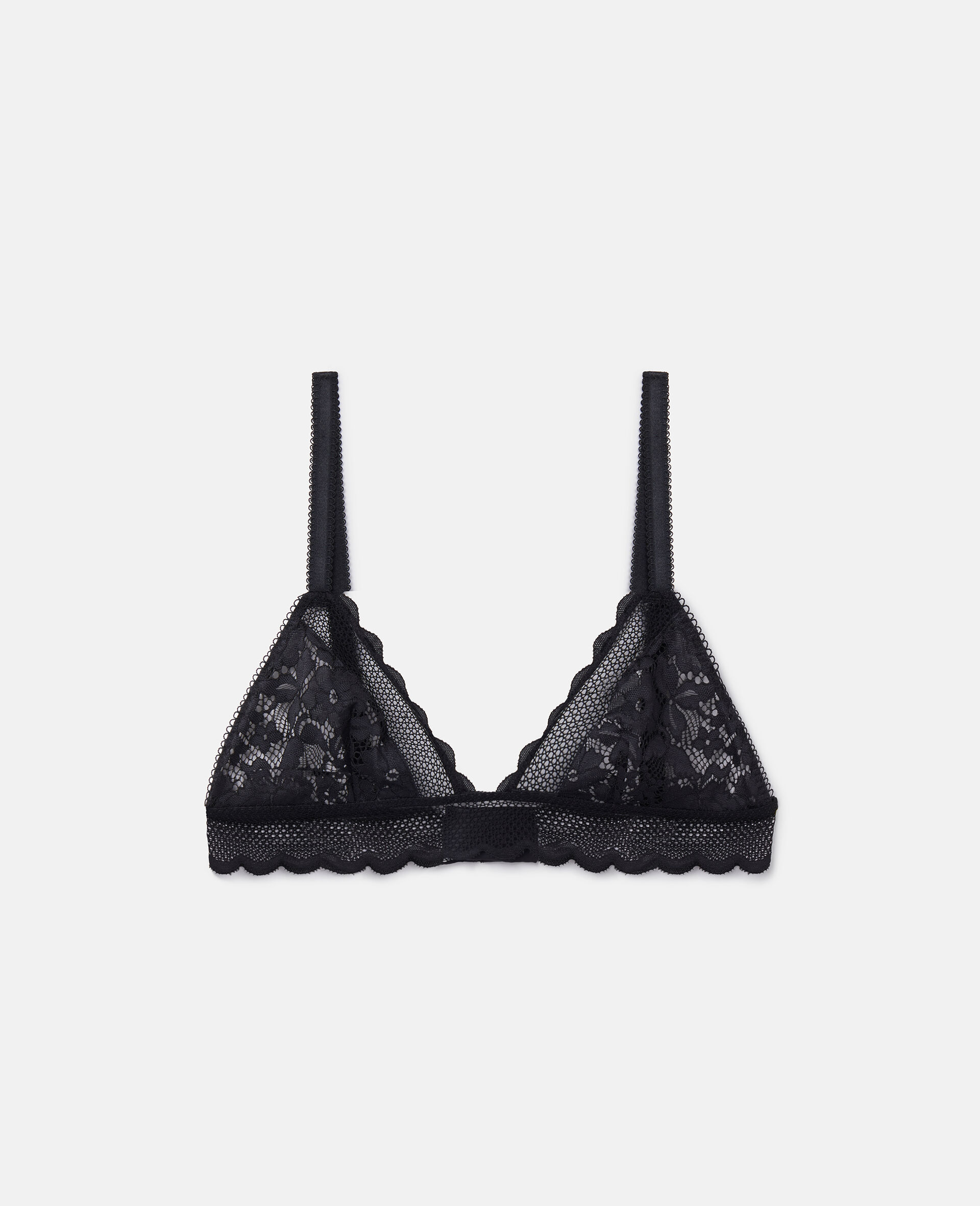 Patchwork Lace Soft Cup Bra-Black-large image number 0