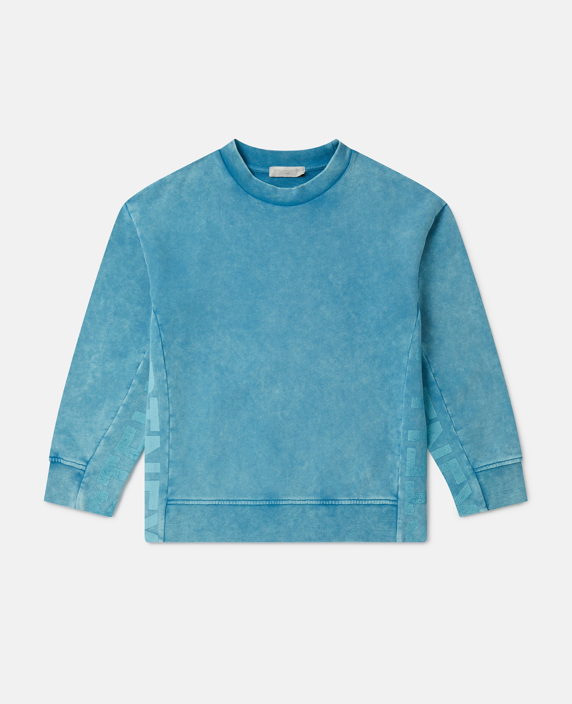 Logo Tape Acid Wash Sweatshirt-Blu-model