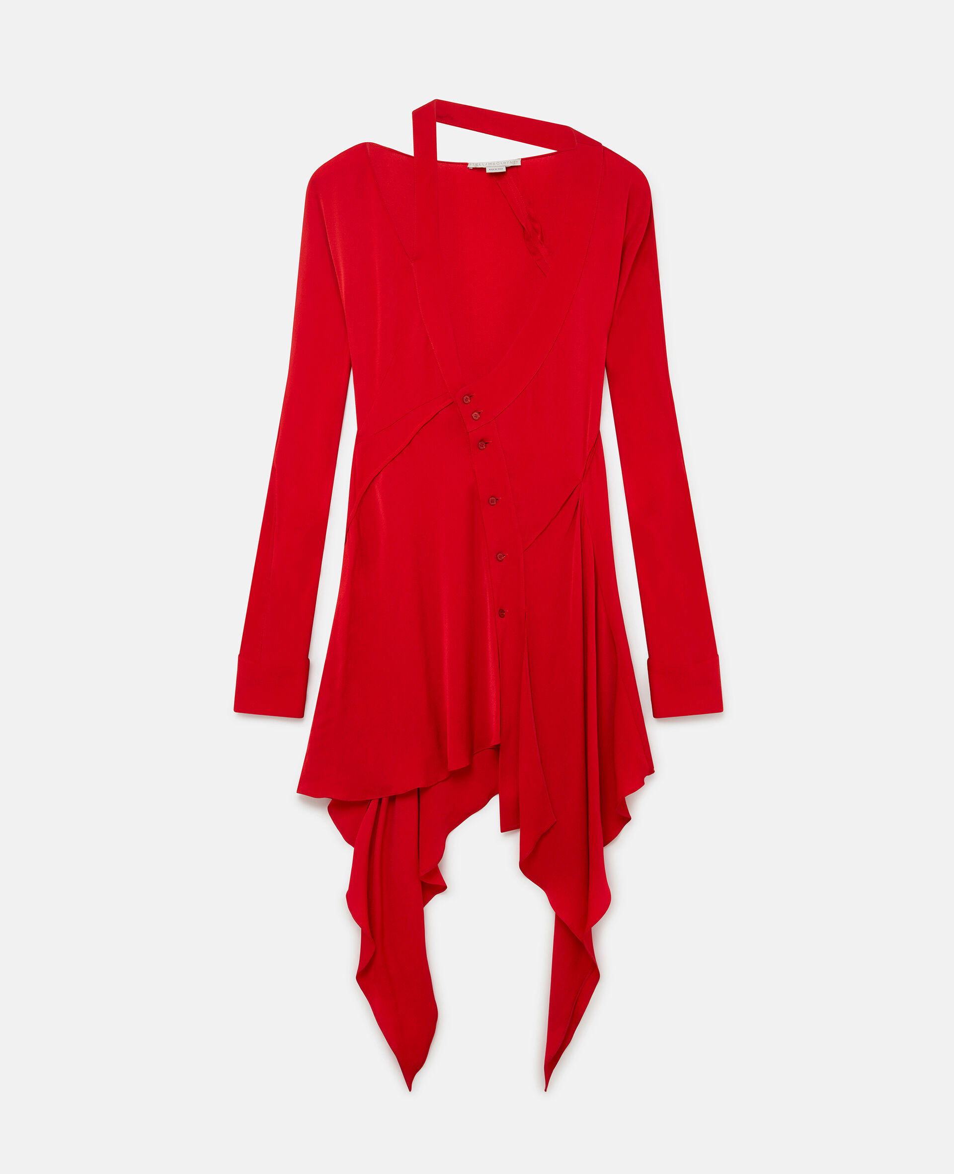 Asymmetric Seam Cut-Out Dress-Red-large image number 0