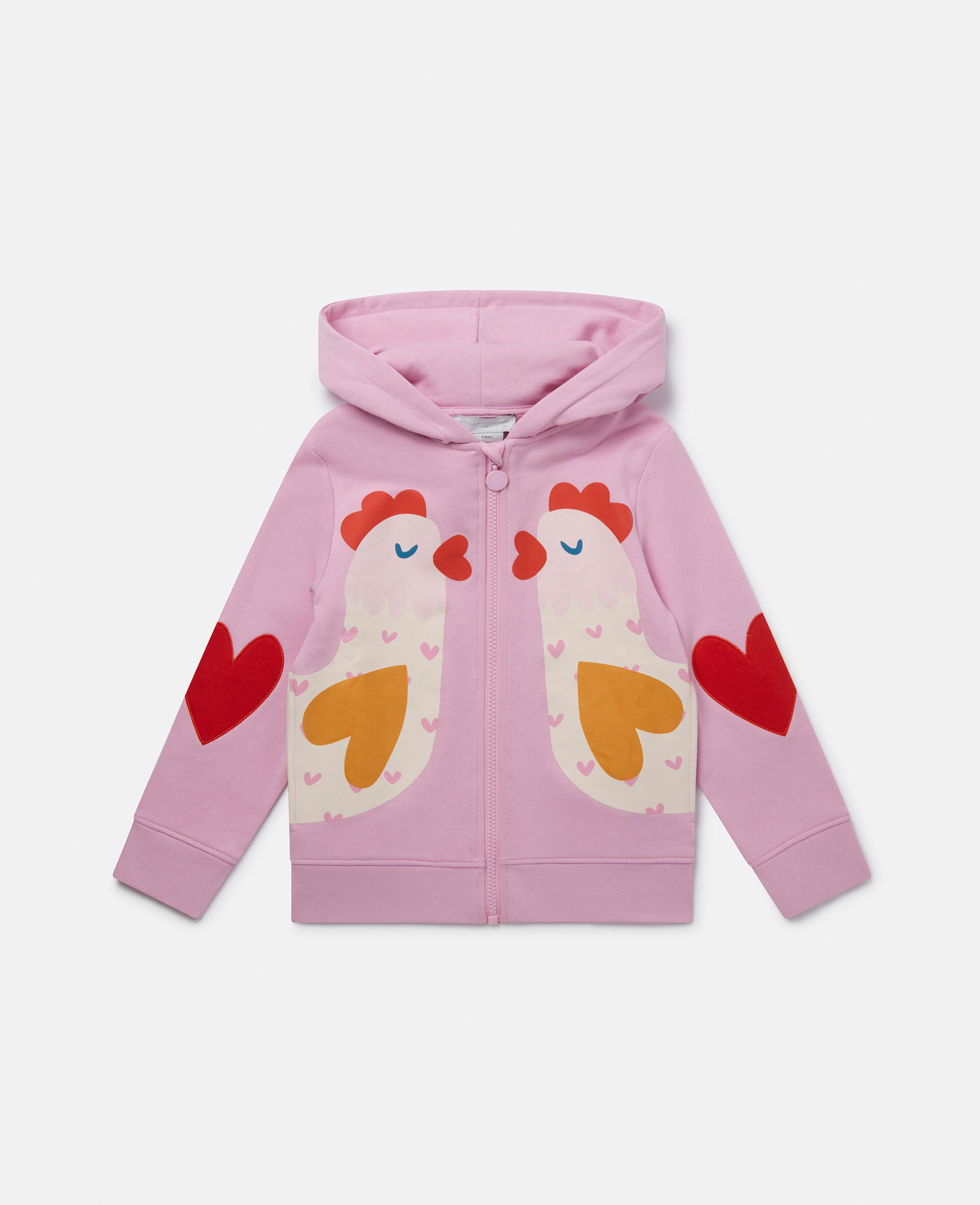 Sweat shirt graphique zippe avec poulets-Rose-large image number 0