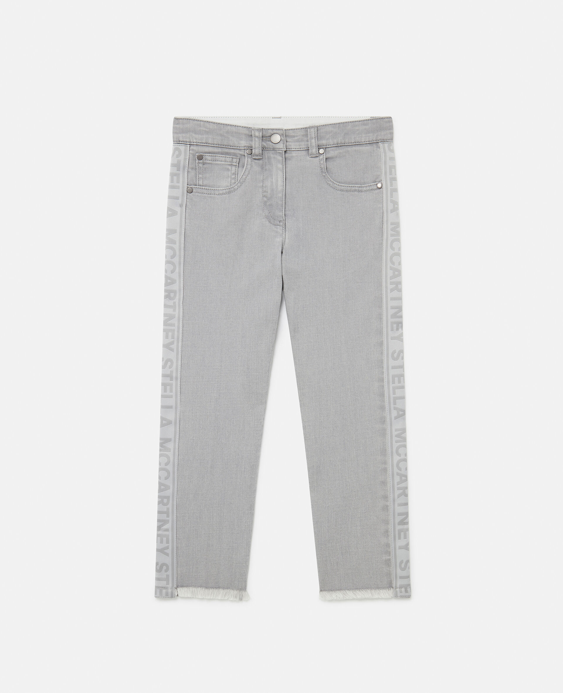 Branded Panel Denim Jeans-Gris-large image number 0