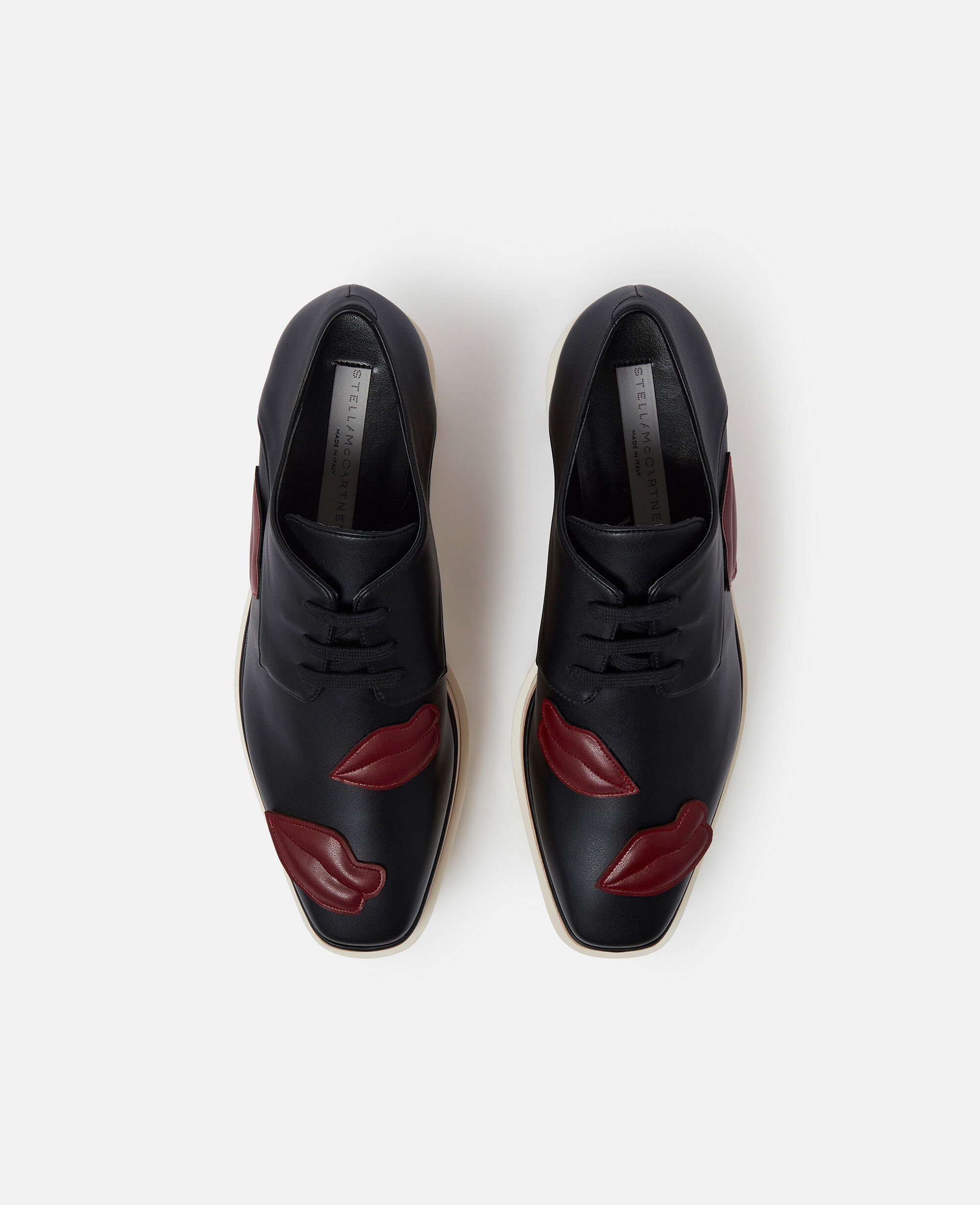 Women Black Elyse Lip Appliqué Platform Shoes | Stella