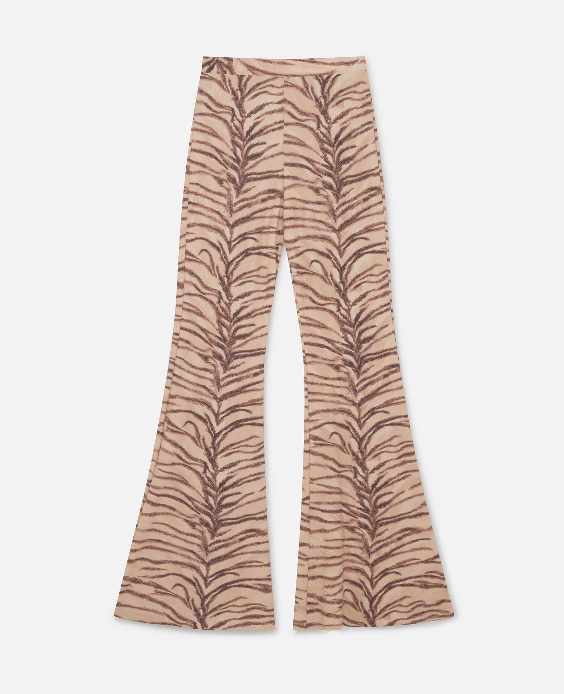 Tiger Print High-Rise Flared Trousers-Beige-large image number 0