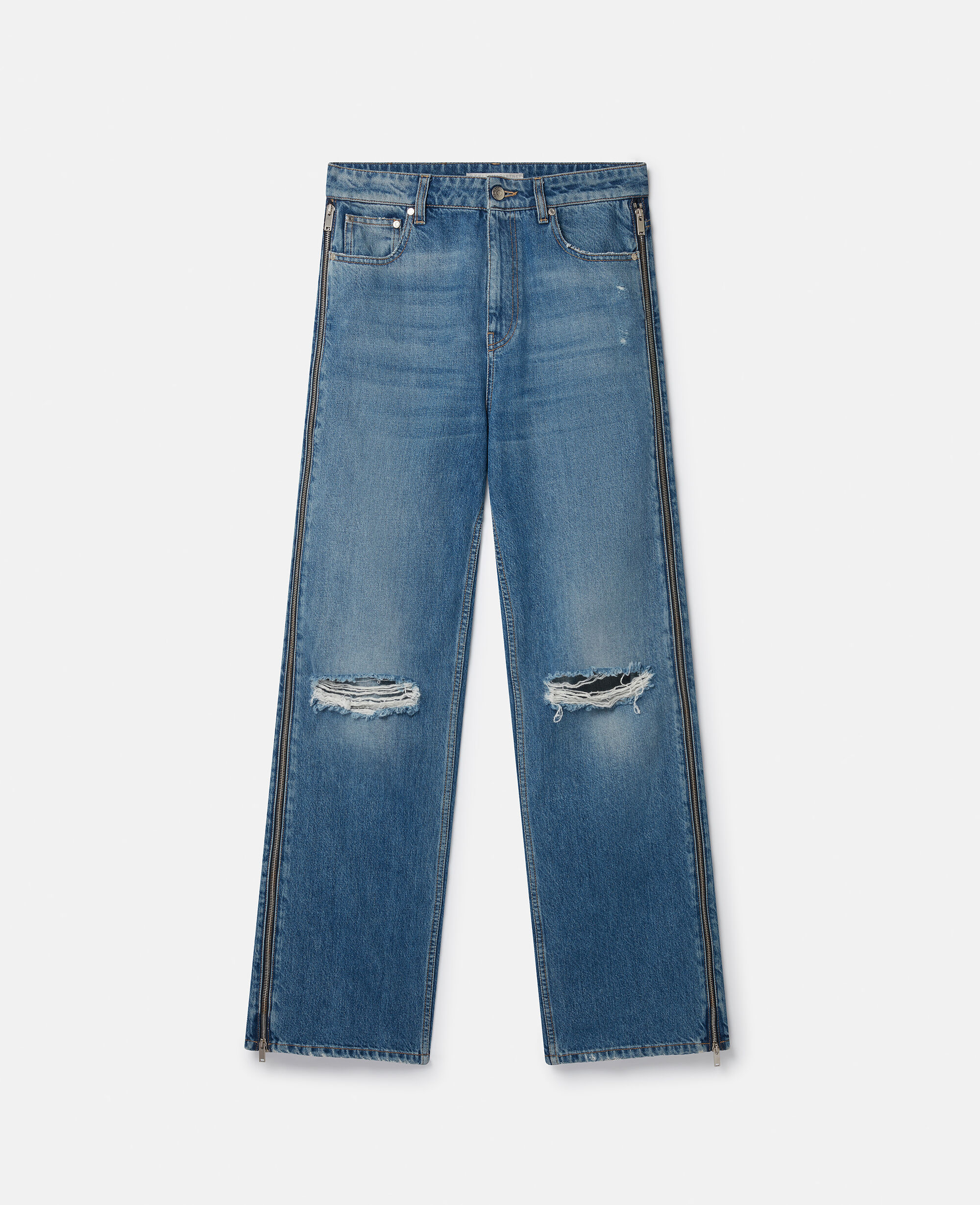 Unique Vintage Blue Denim Cuffed Jeans