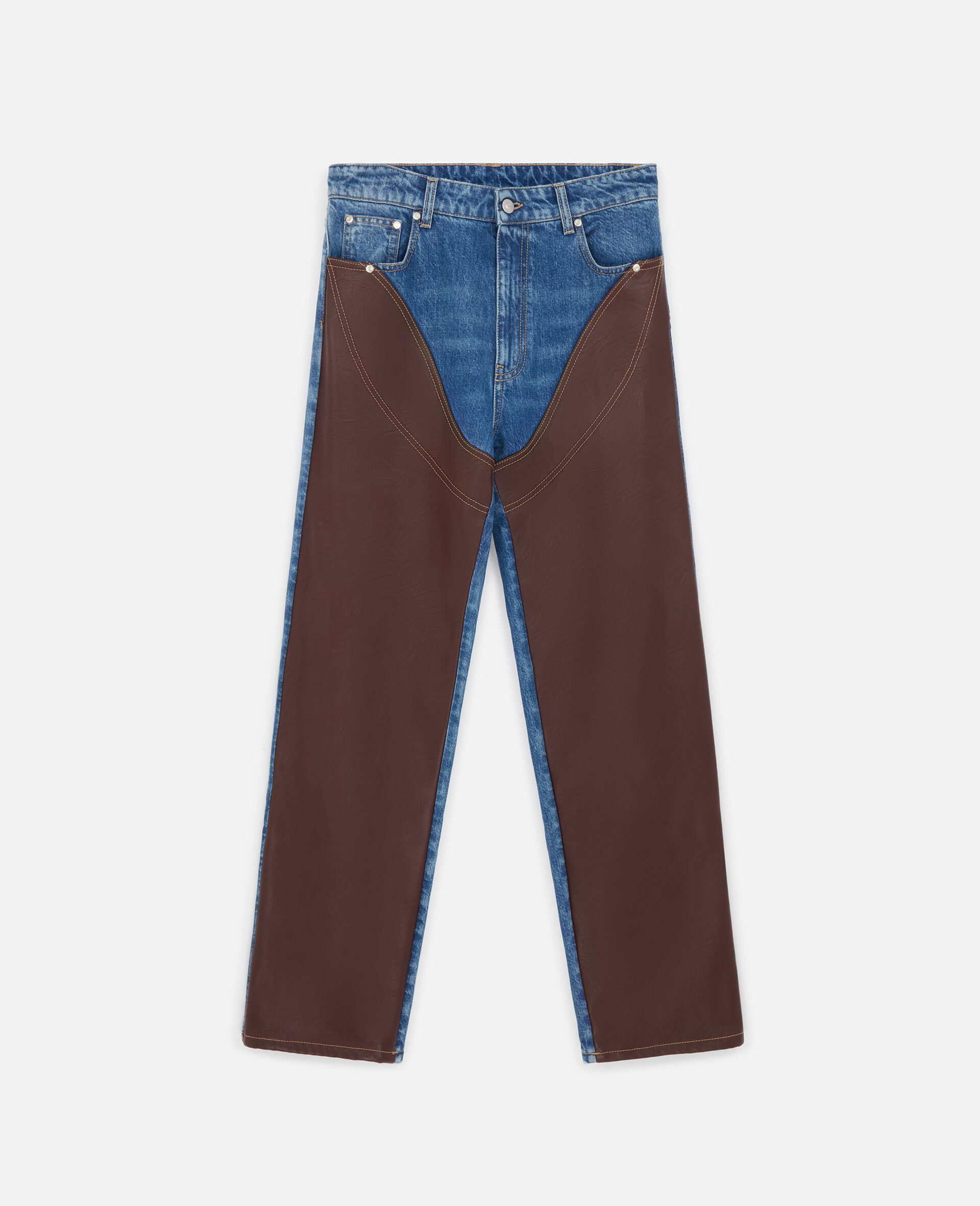 Gerade Jeans mit Chaps und hoher Taille-Bunt-large image number 0