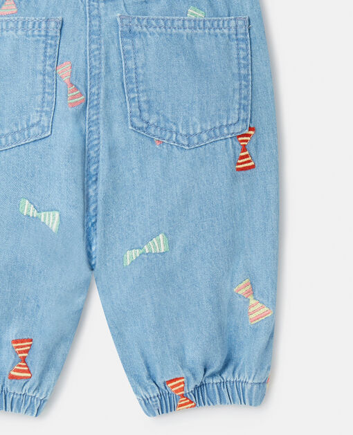 Trouser patches shark and wave large organic blue jeans for kids