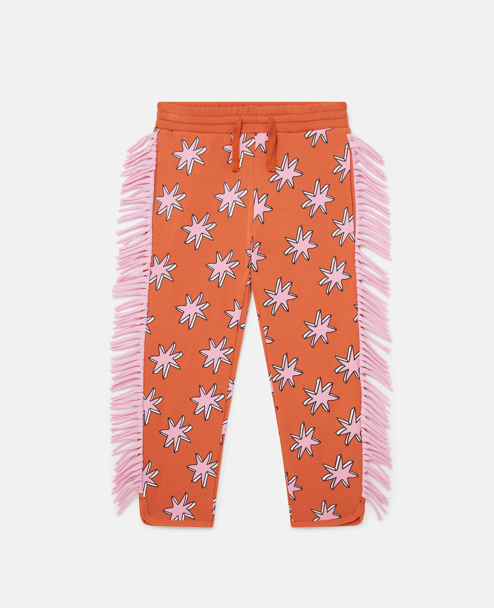 Pantalon de jogging a franges avec etoiles scintillantes-Orange-model