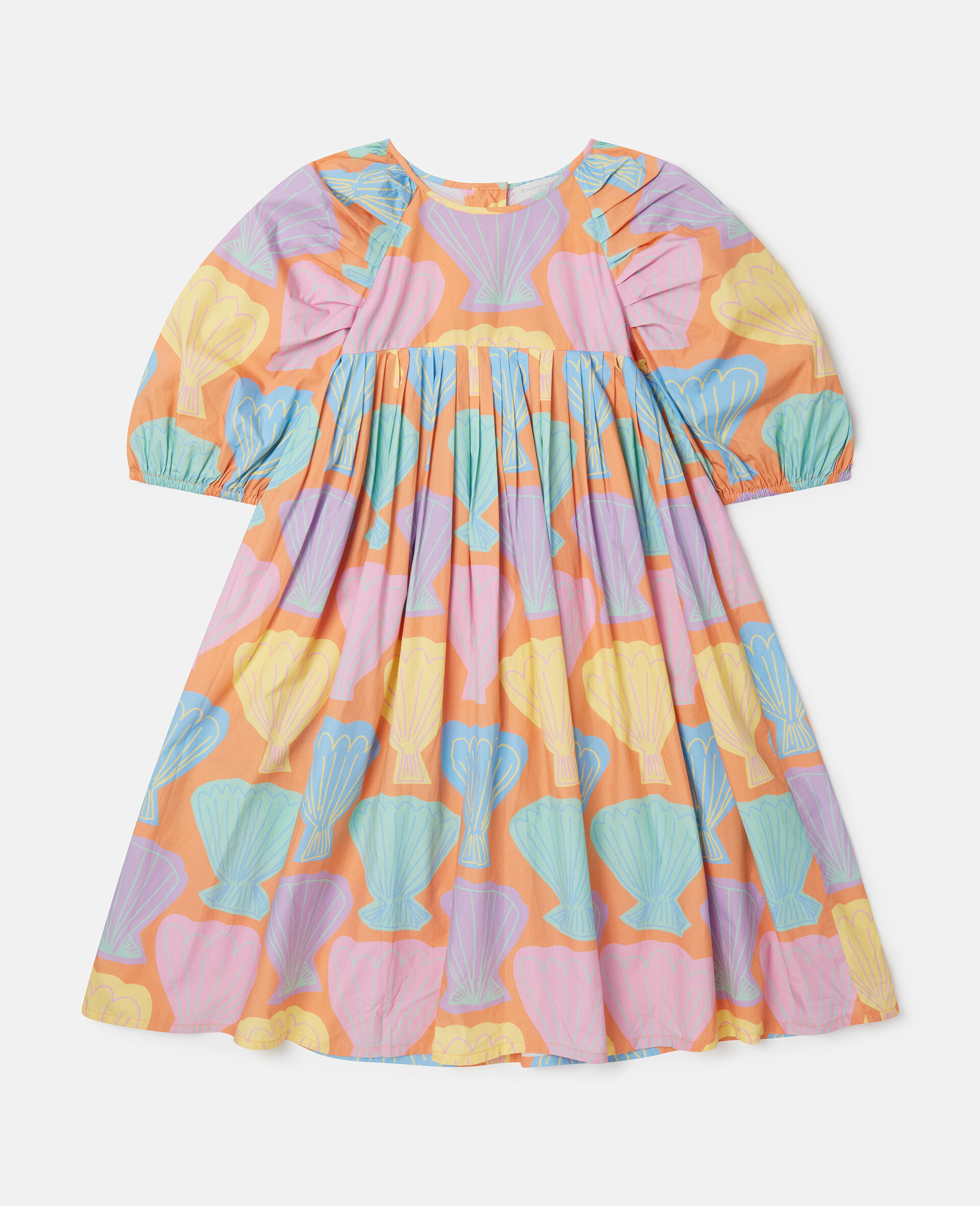 Women Multicolour Seashell Print Puff Sleeve Dress