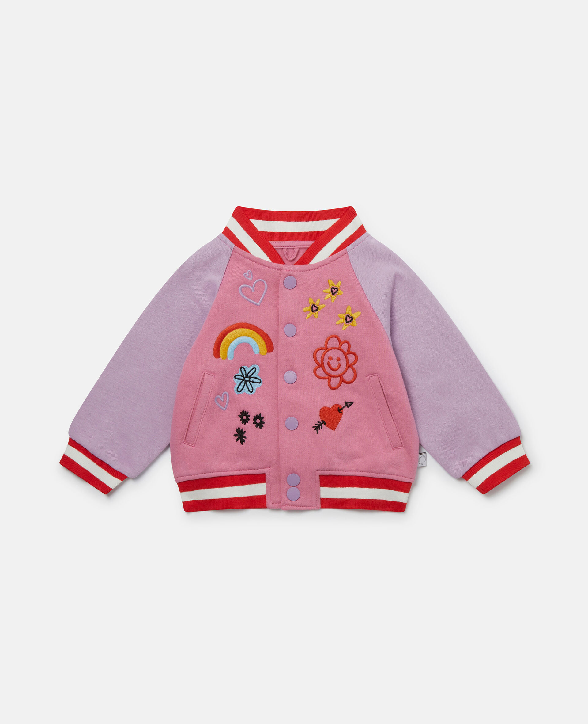 Daydreamer Embroidery Bomber Jacket-Pink-large image number 0