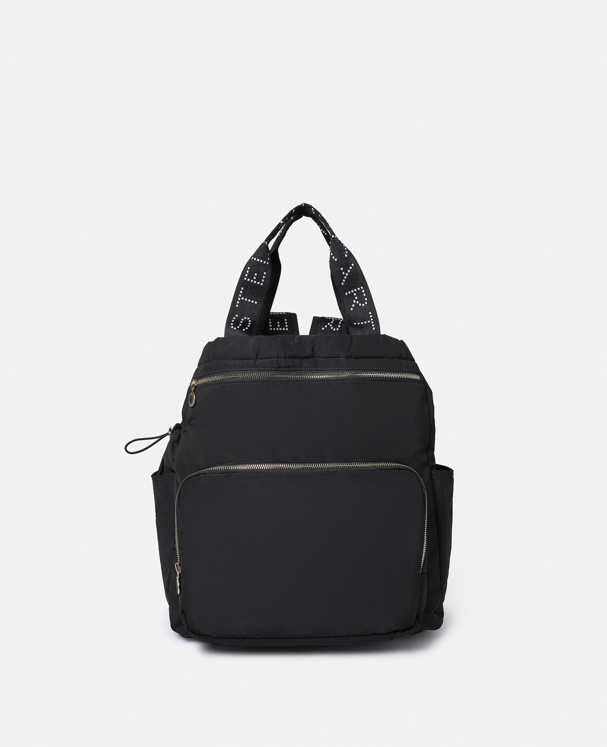 Women Black Logo Tape Backpack Changing Bag | Stella McCartney US