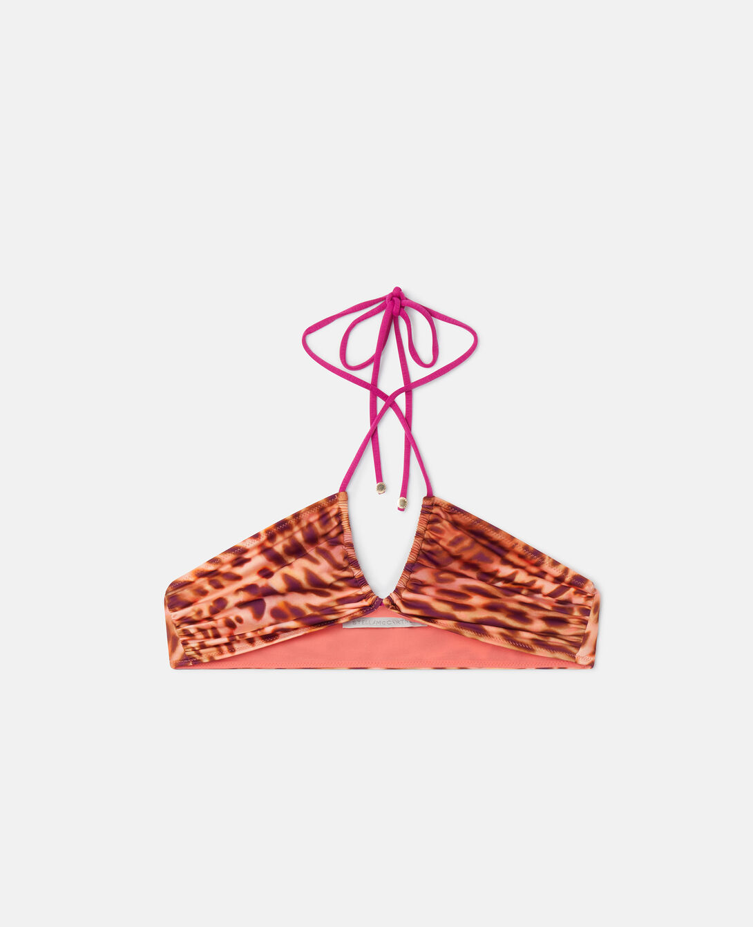 Pink Leopard Print Triangle Bikini Top