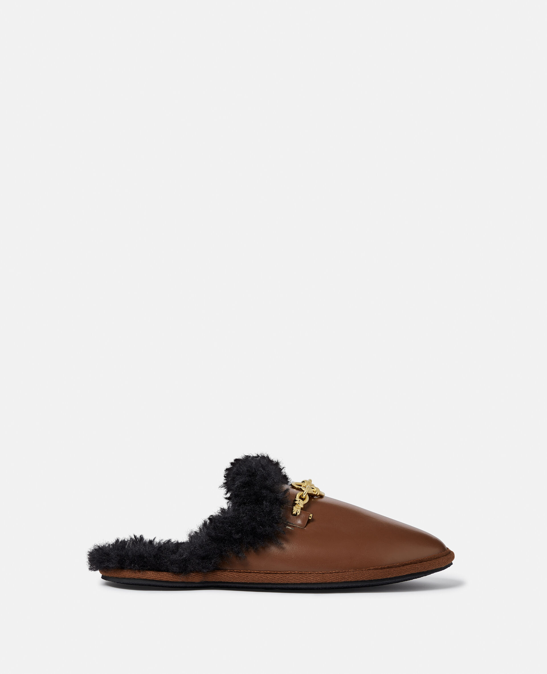 Ryder Backless Vegan Plush Teddy-Lined Loafers-Brown-model