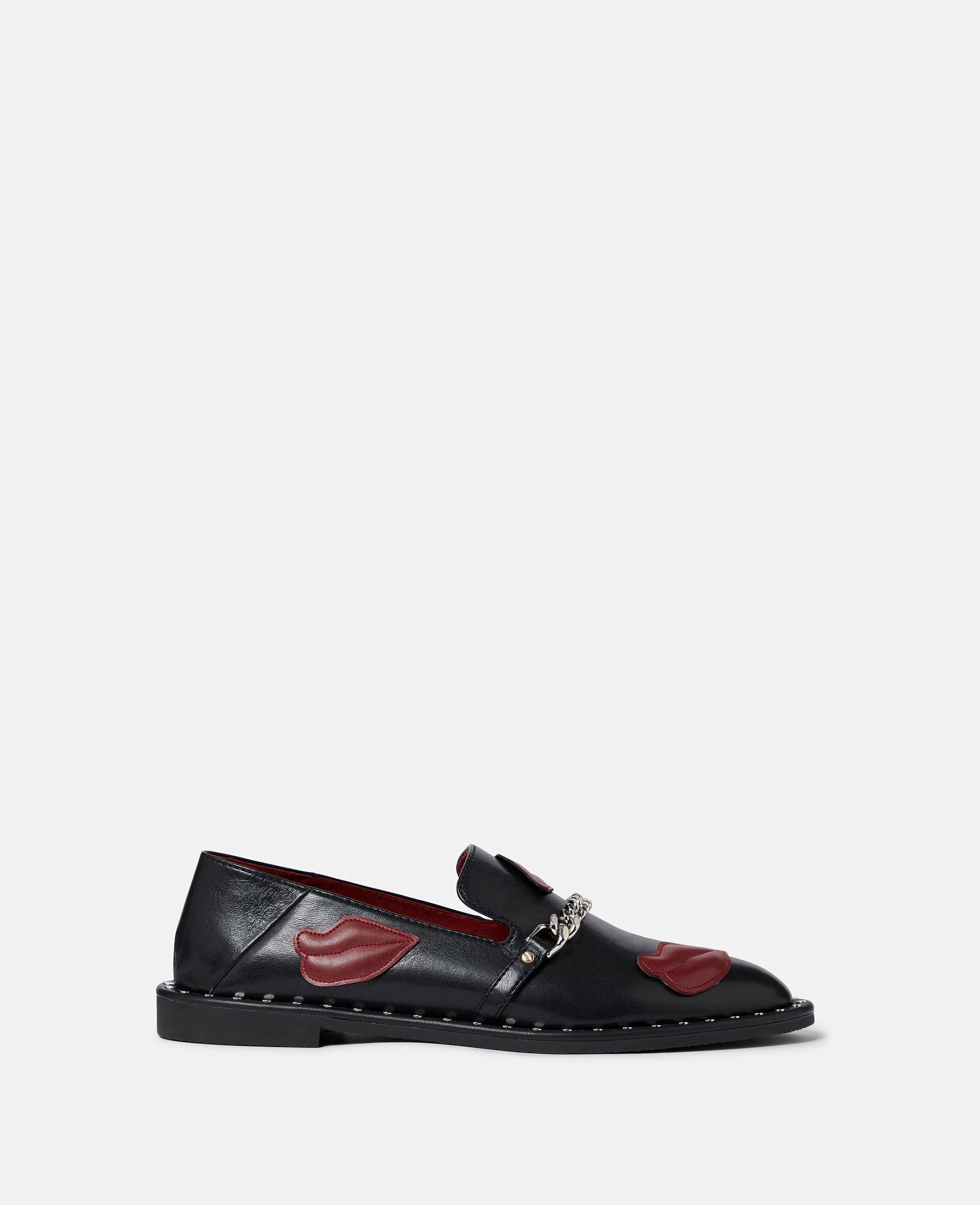 Falabella Lip Appliqué Loafers-Black-model