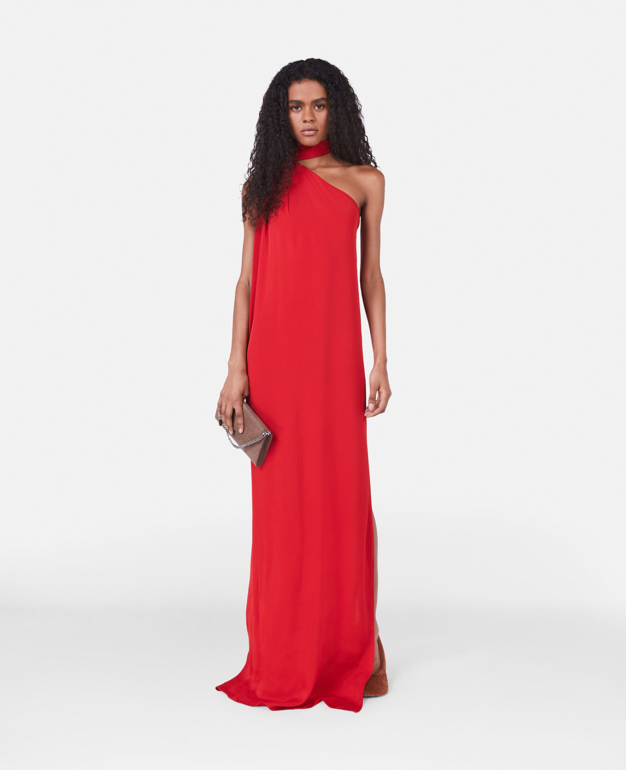 Women Lipstick Red One-Shoulder Scarf Maxi Dress | Stella McCartney US