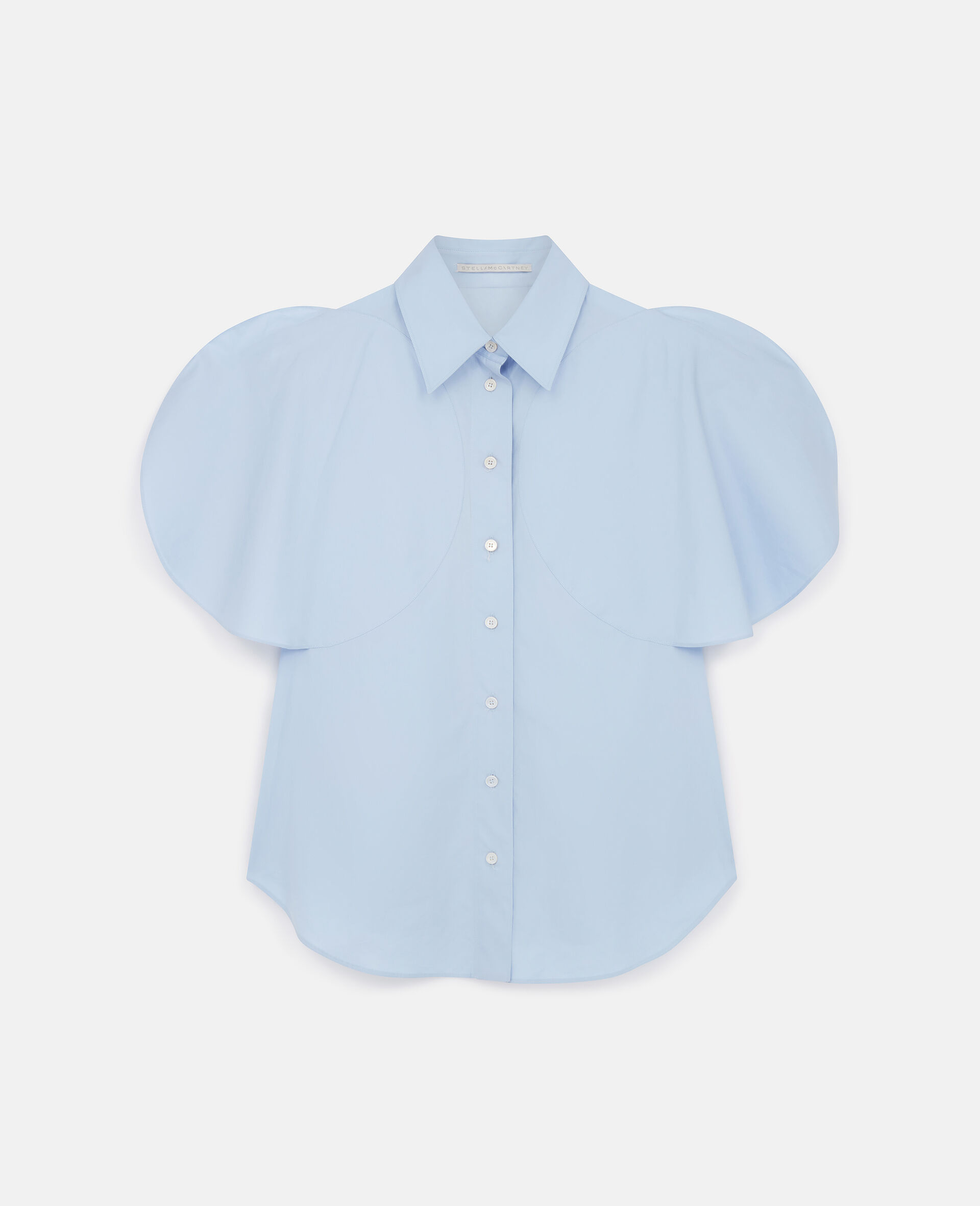 喇叭型短袖衬衫-蓝色-large image number 0