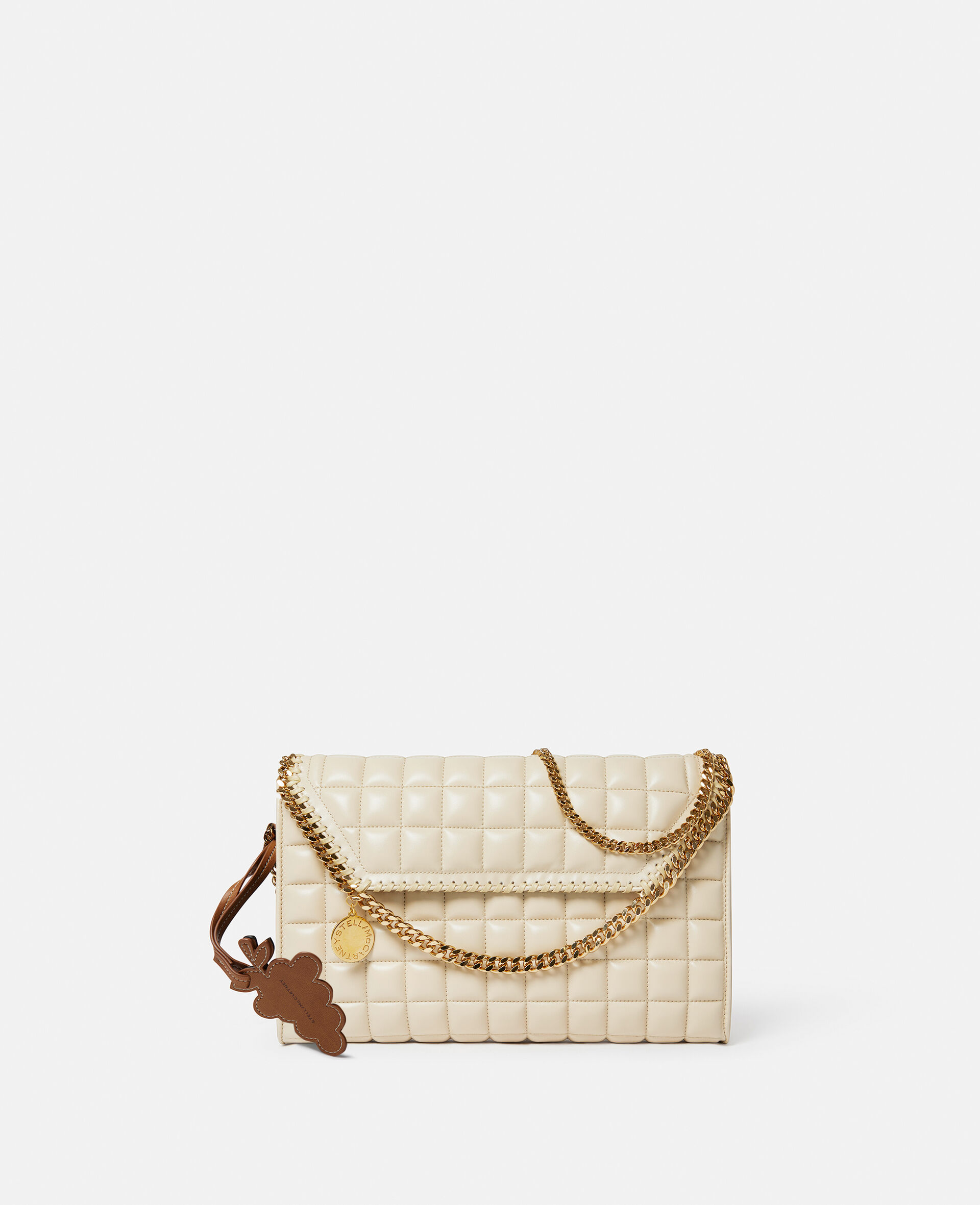 Falabella Square Quilted Wallet Shoulder Bag-White-model