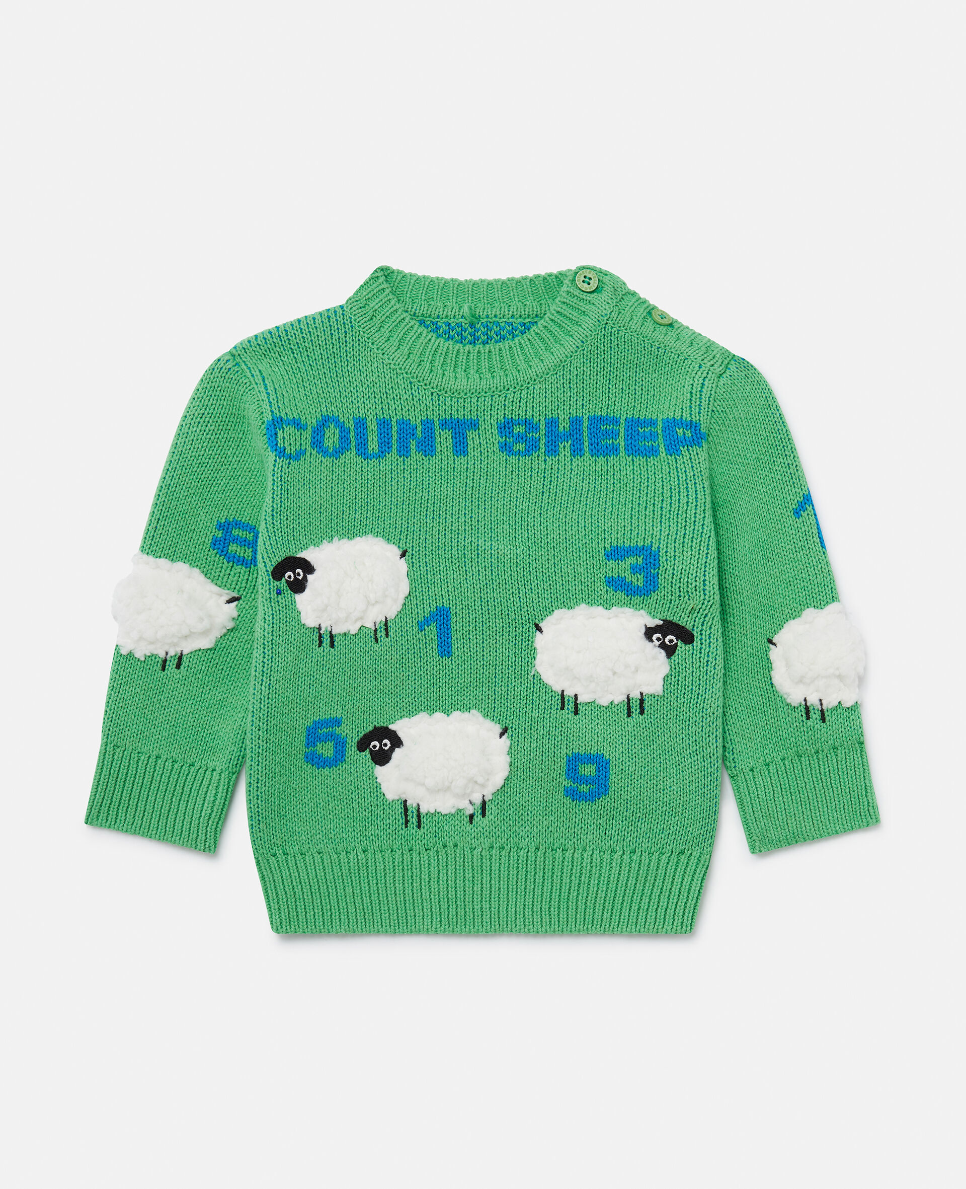 Sheep Embroidered Sweater-Green-large image number 0