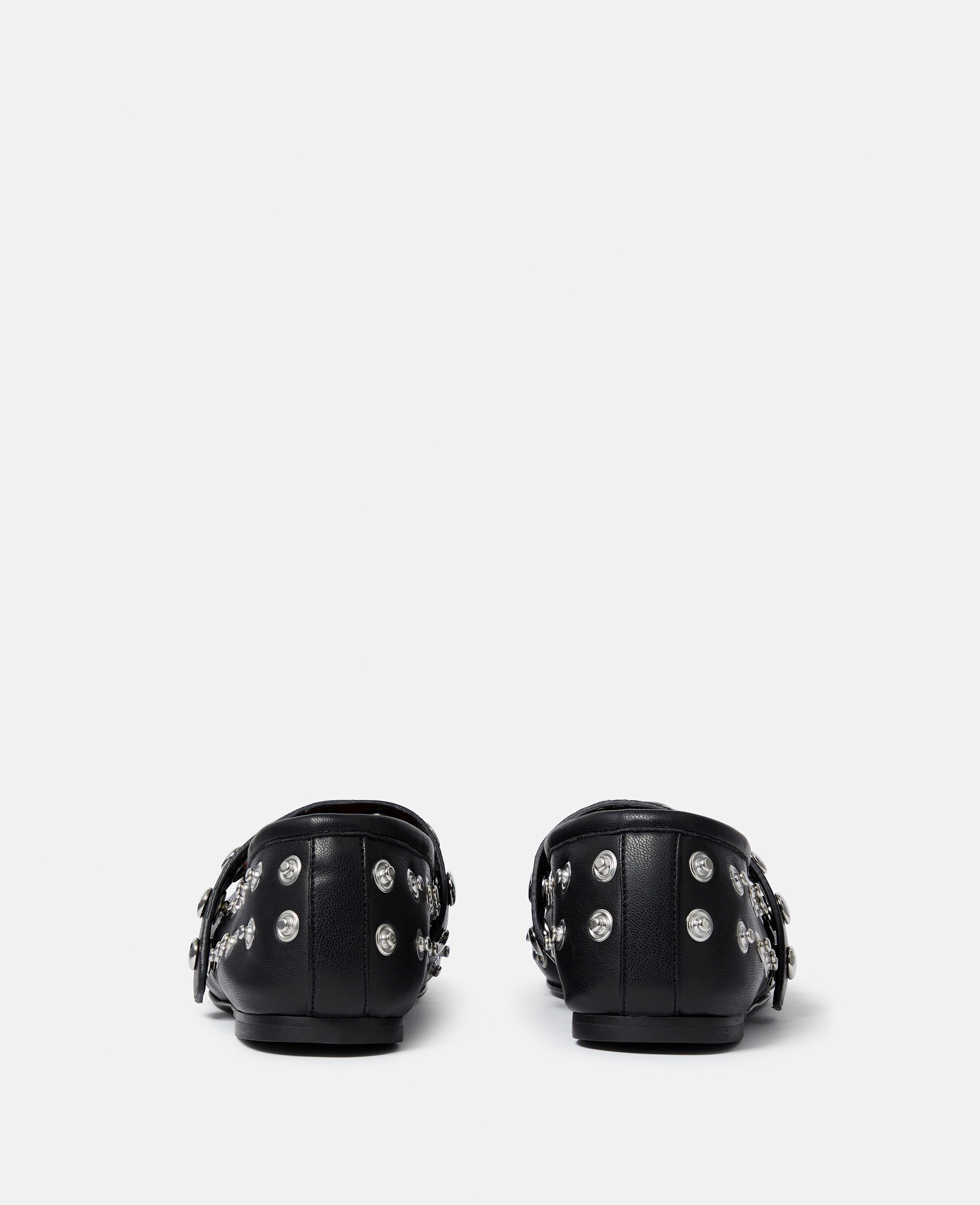 Women Pitch black Ryder Popper-Studded Ballet Flats | Stella