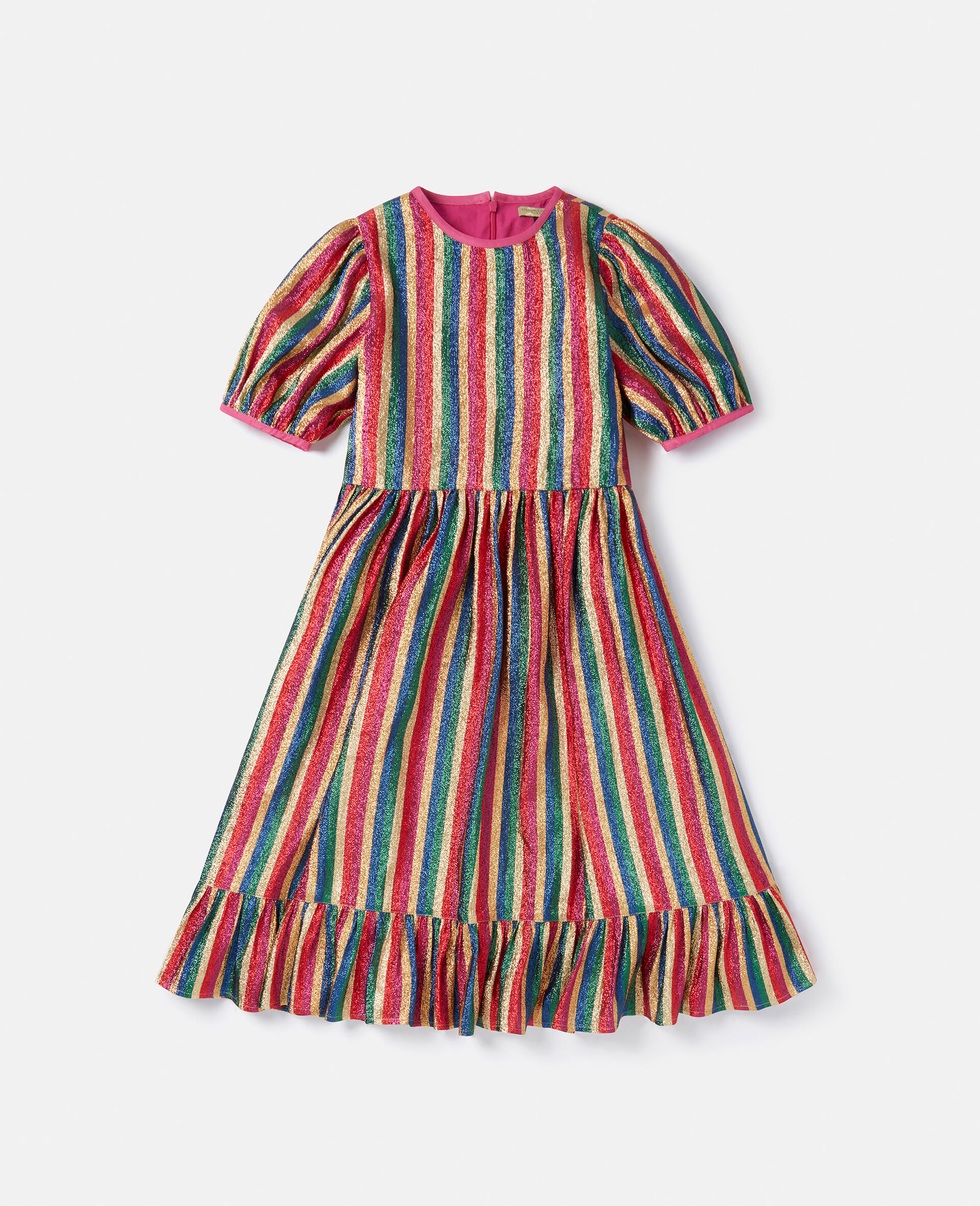 Metallic Rainbow Stripe Dress-Multicolour-large image number 0