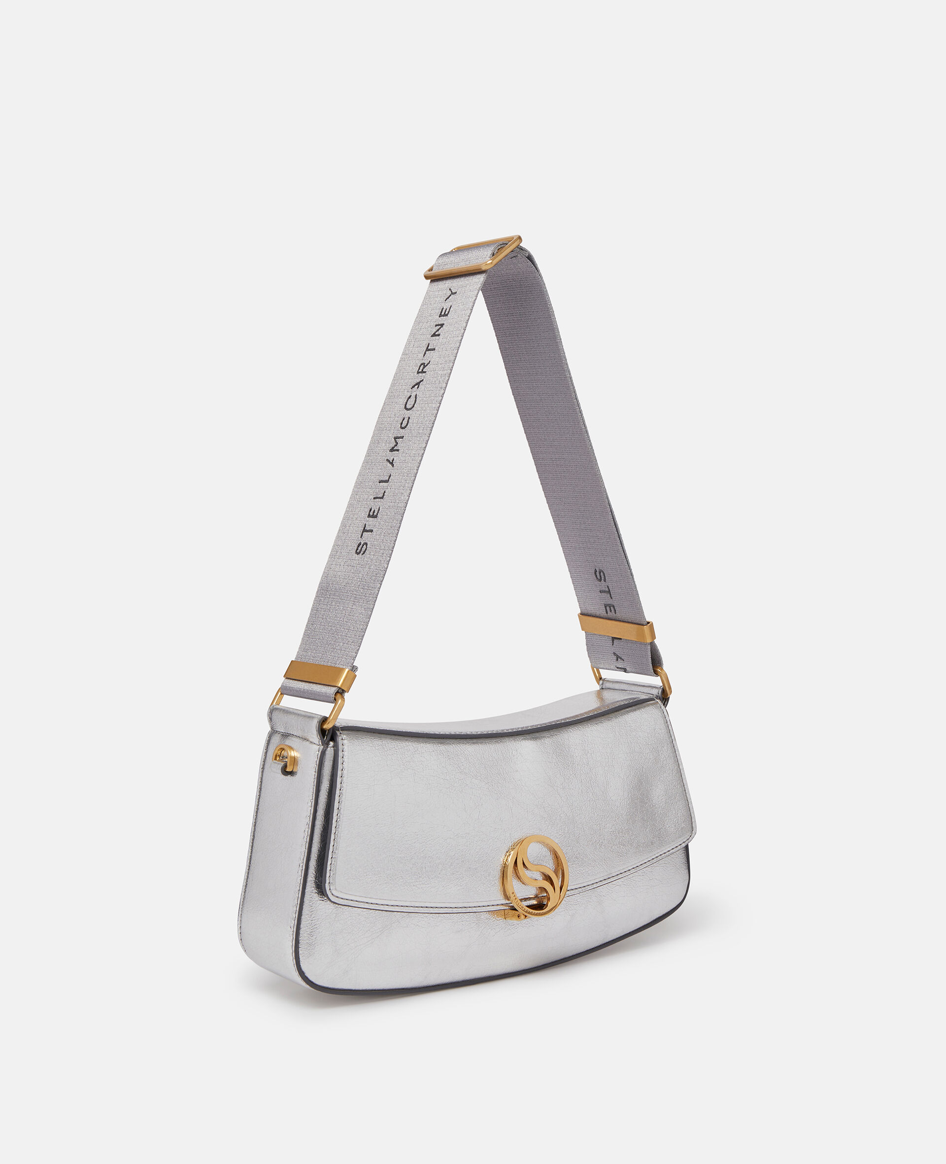 Women Silver S-Wave Metallic Shoulder Bag