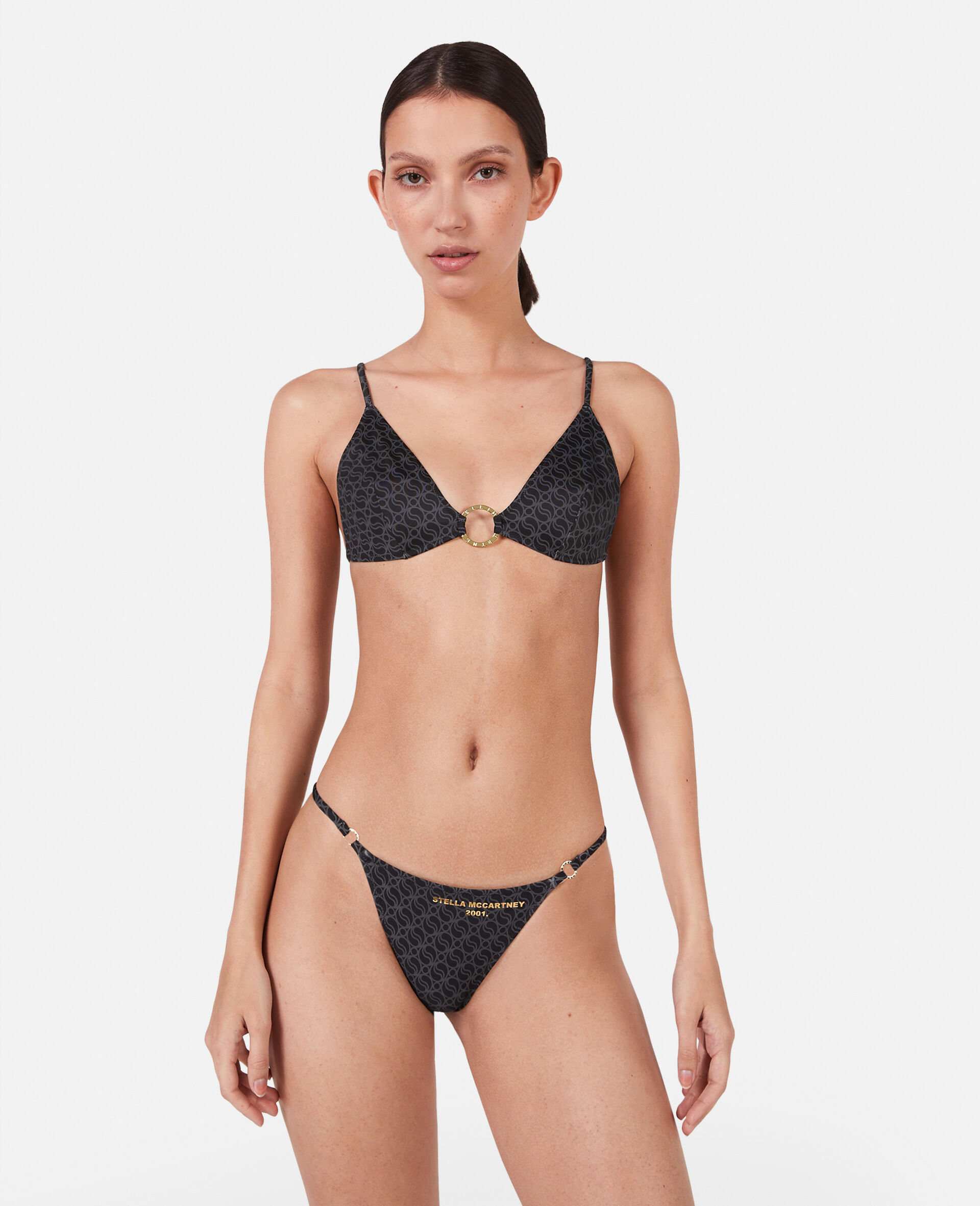 S-Wave Print Triangle Bikini Top-Multicoloured-large image number 0