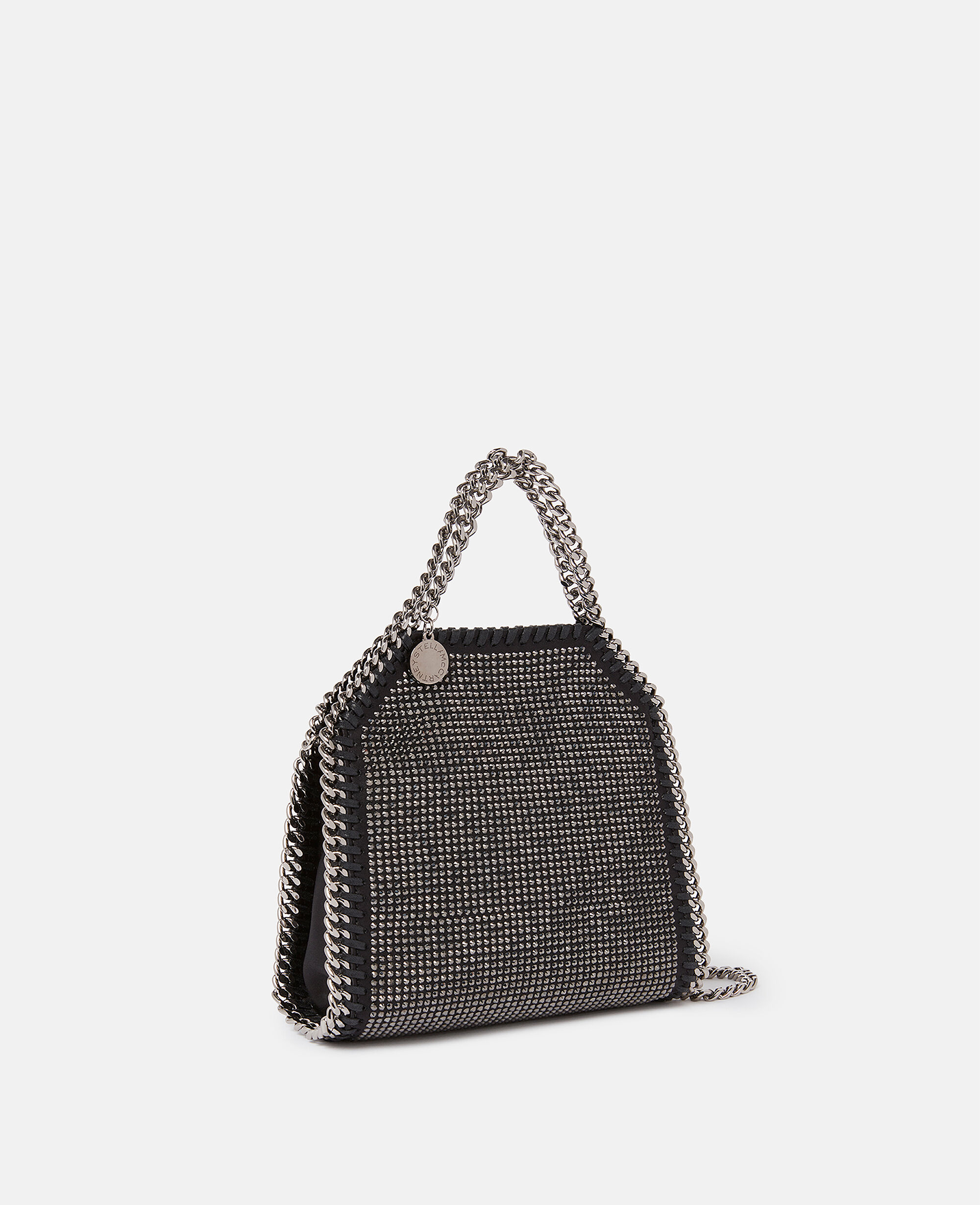 Women Black Falabella Crystal Mesh Mini Tote Bag | Stella 