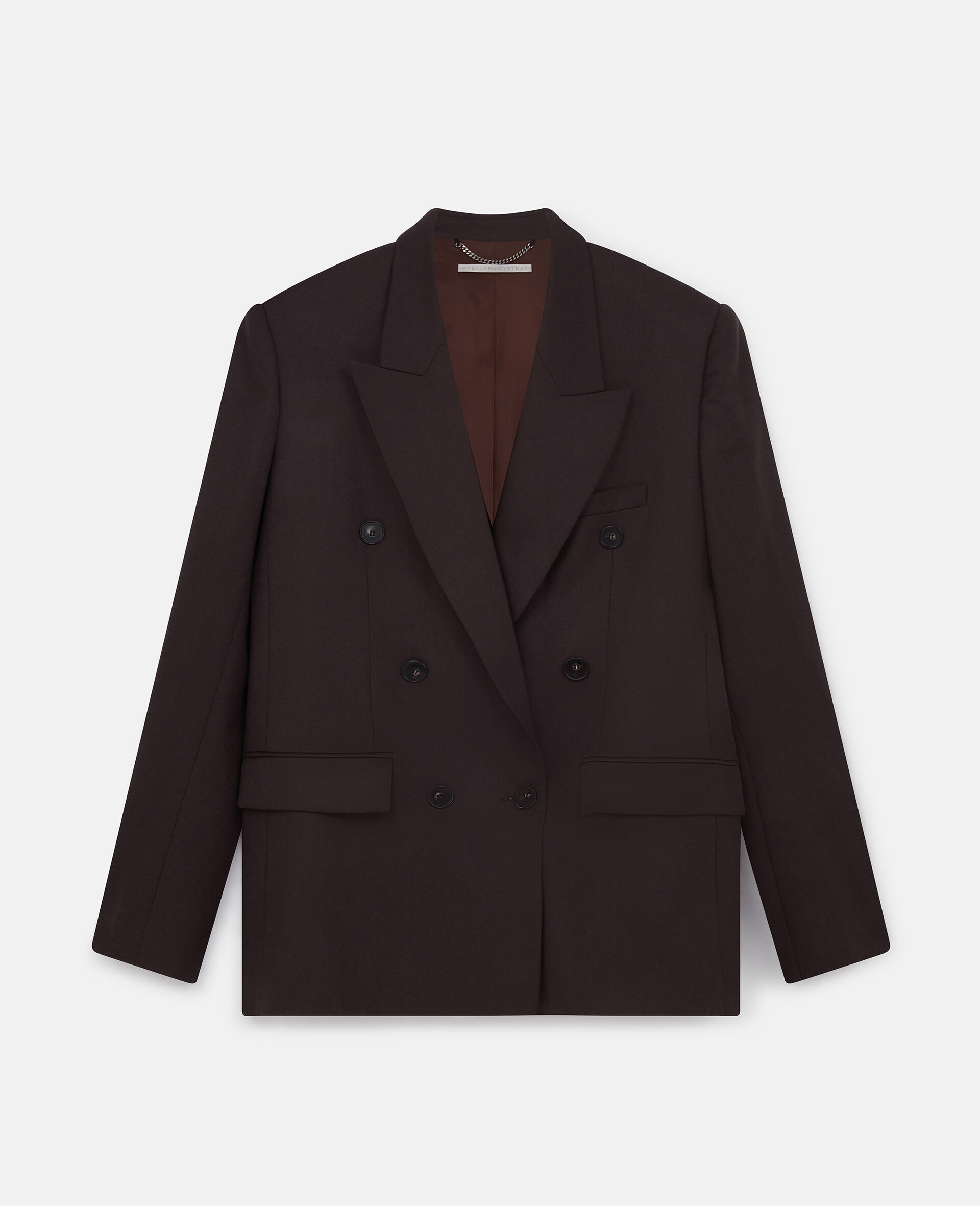 Double Breasted Wool Blazer-Brown-large image number 0