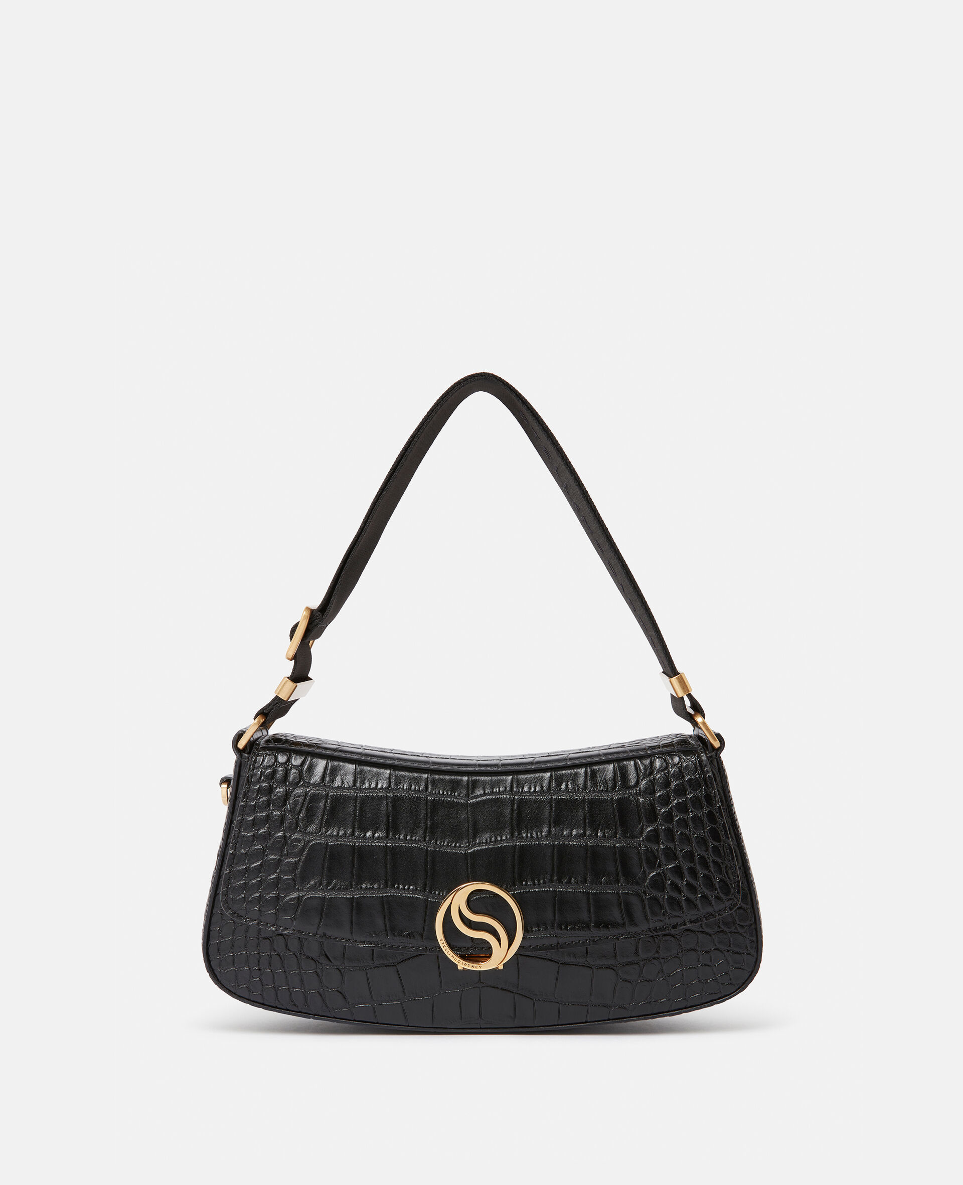 S-Wave Croc-Effect Embossed Shoulder Bag-Multicoloured-large image number 0