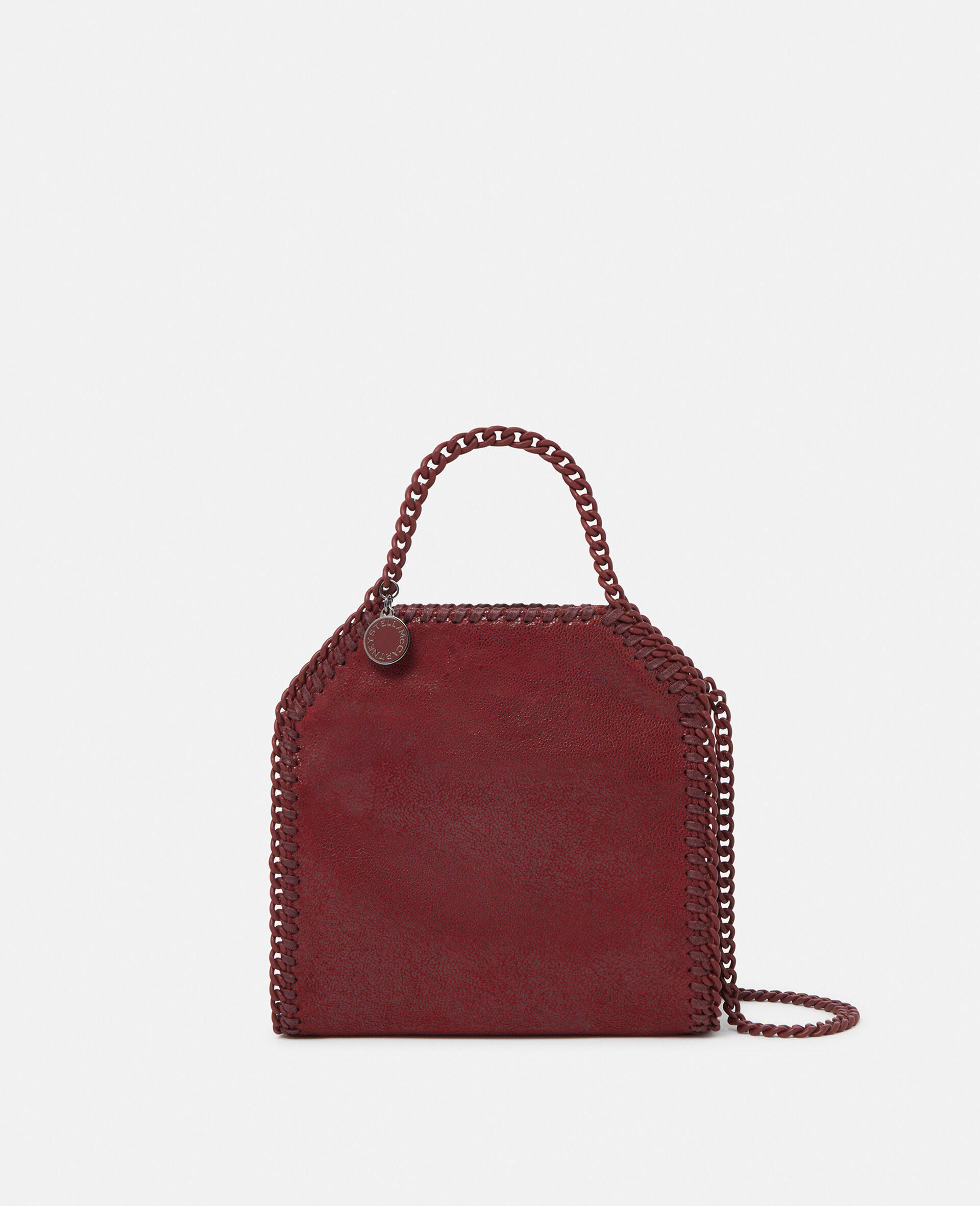Falabella Tiny Enamel Tote Bag-Rouge-model